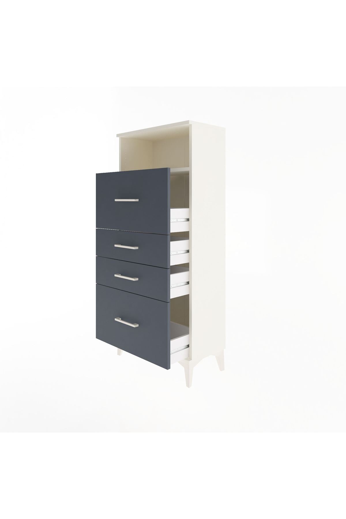 Arges Dolap Tek Raflı 4 Çekmeceli 60x30x134 - S17M103V2A