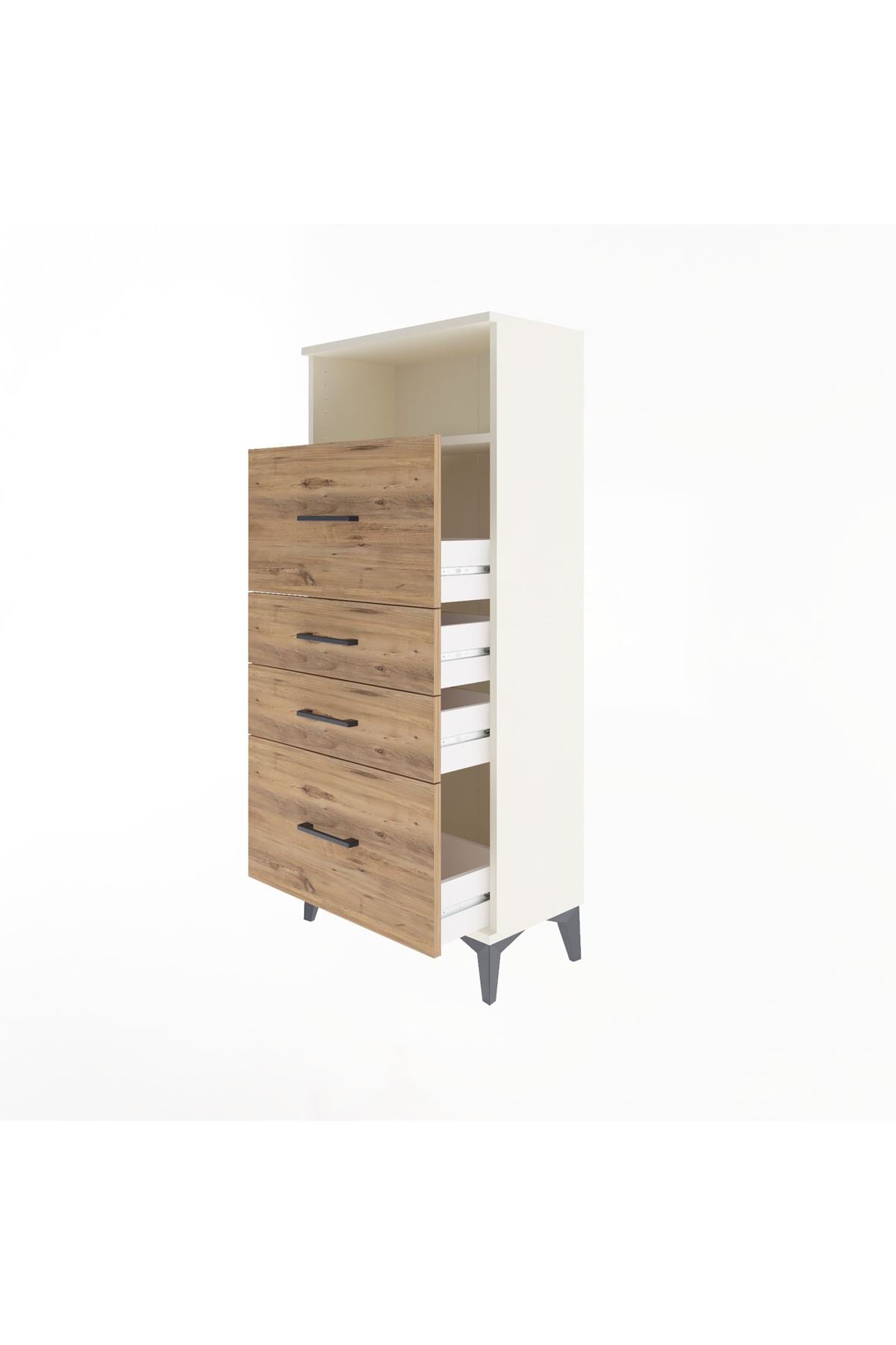 Arges Dolap Tek Raflı 4 Çekmeceli 60x30x134 - S17M103V3A