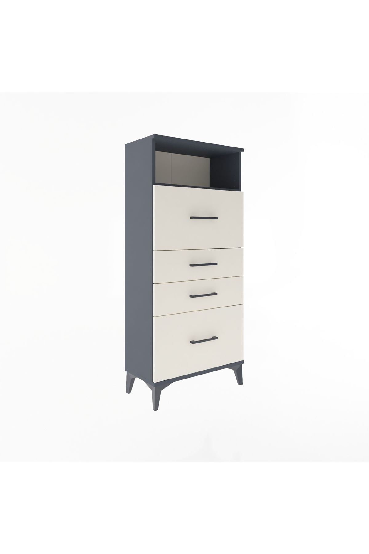 Arges Dolap Tek Raflı 4 Çekmeceli 60x30x134 - S17M103V4A