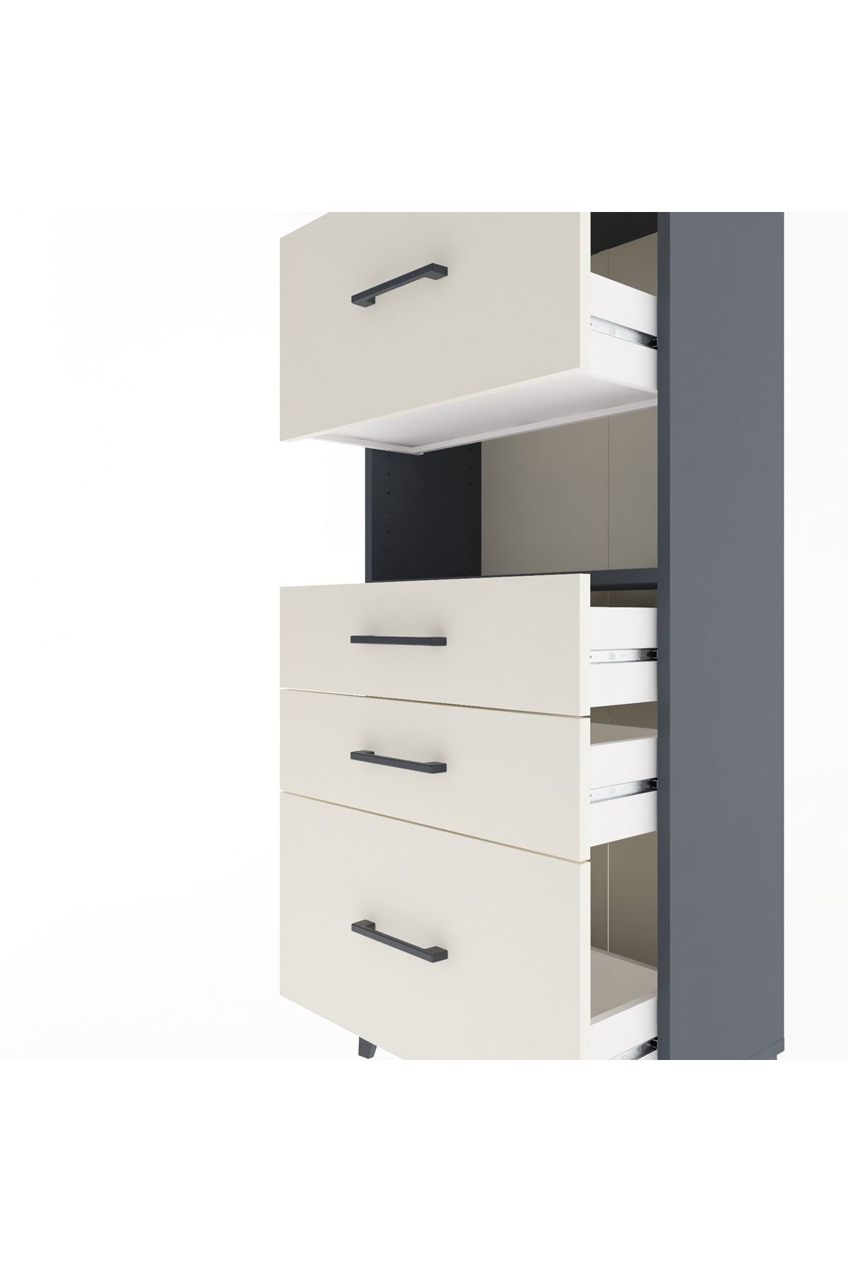 Arges Dolap Tek Raflı 4 Çekmeceli 60x30x134 - S17M104V4A
