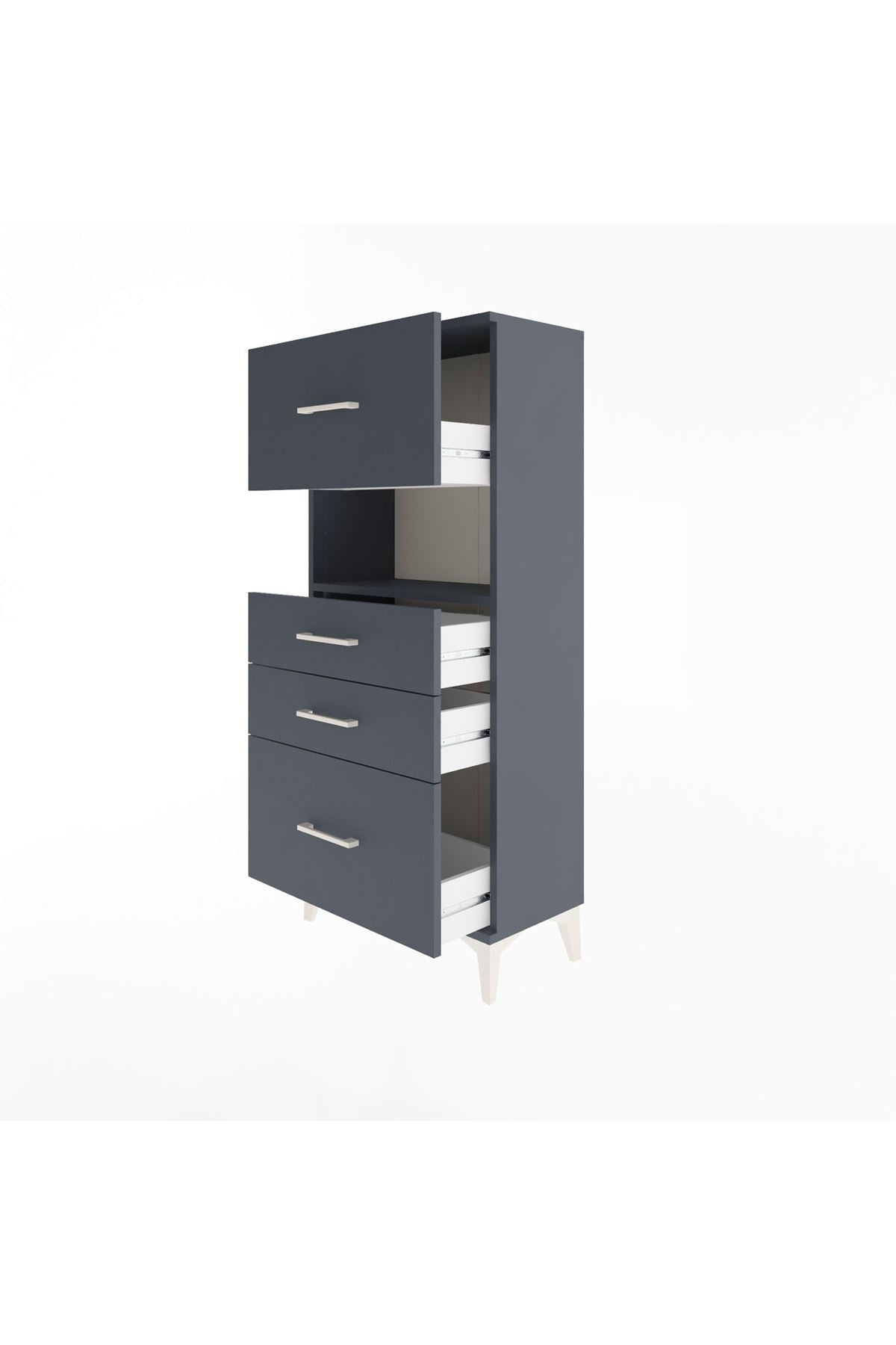 Arges Dolap Tek Raflı 4 Çekmeceli 60x30x134 - S17M104V5A