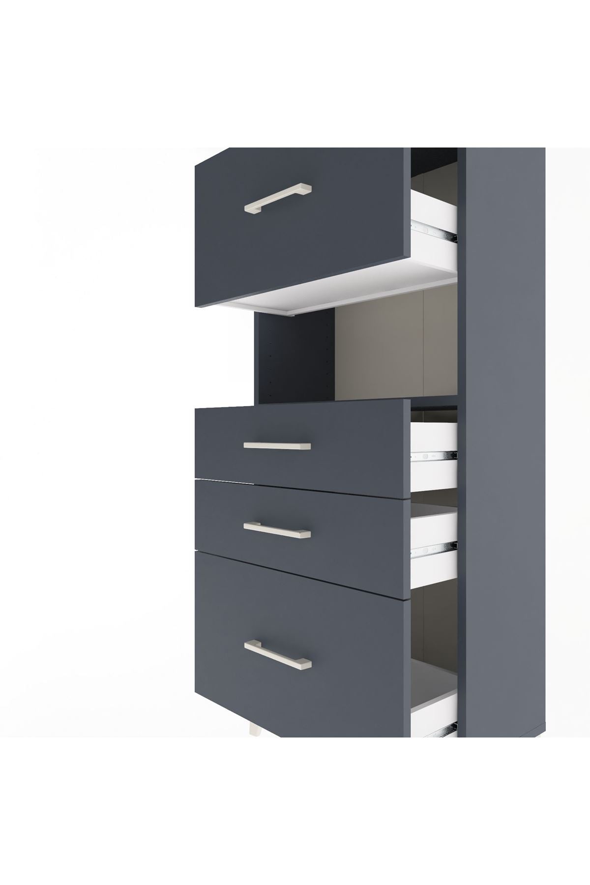 Arges Dolap Tek Raflı 4 Çekmeceli 60x30x134 - S17M104V5A