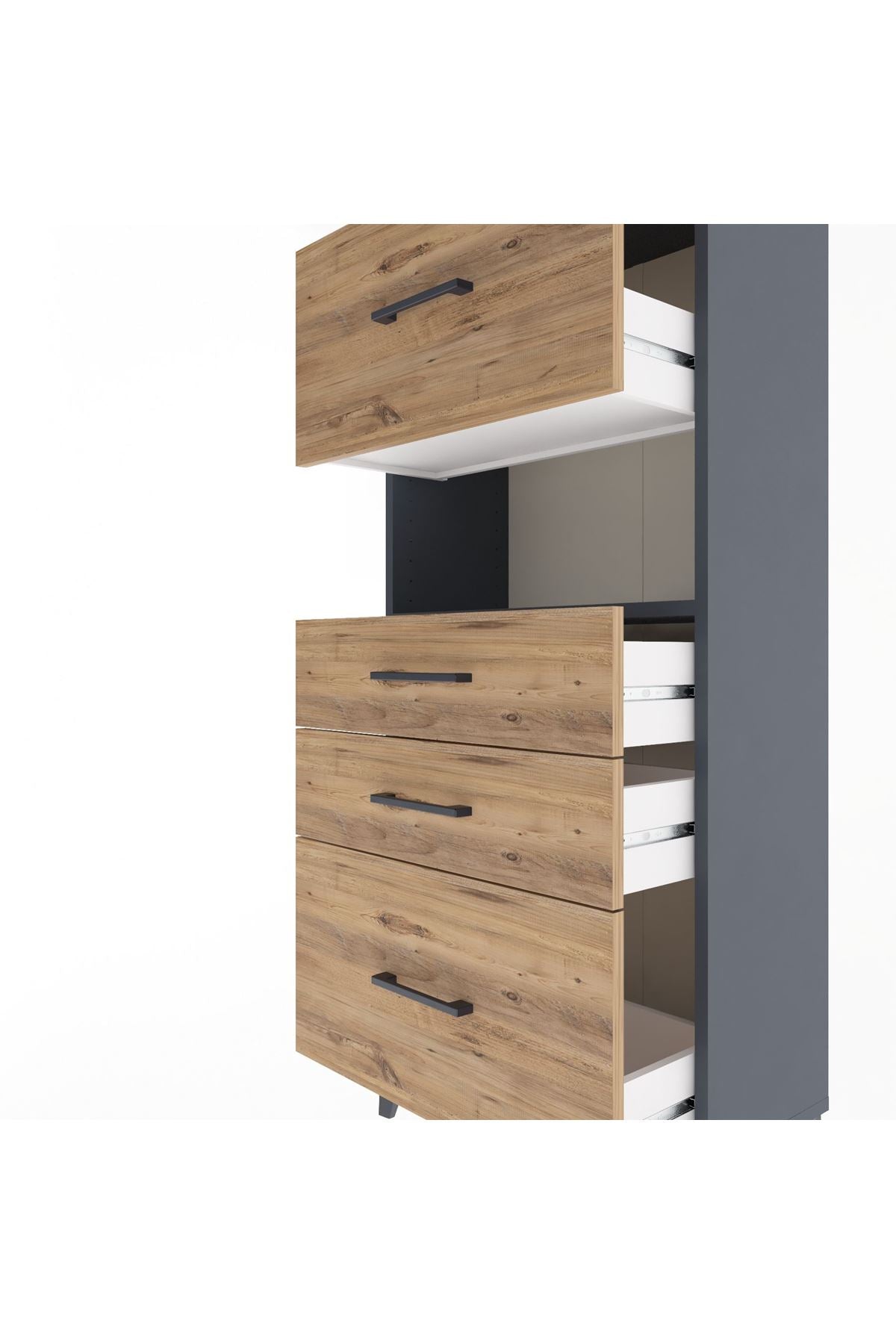Arges Dolap Tek Raflı 4 Çekmeceli 60x30x134 - S17M104V6A