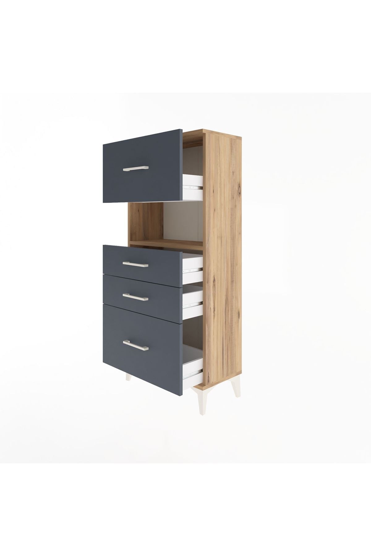 Arges Dolap Tek Raflı 4 Çekmeceli 60x30x134 - S17M104V8A
