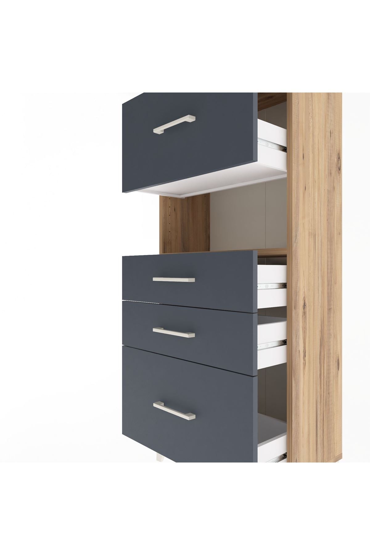 Arges Dolap Tek Raflı 4 Çekmeceli 60x30x134 - S17M104V8A