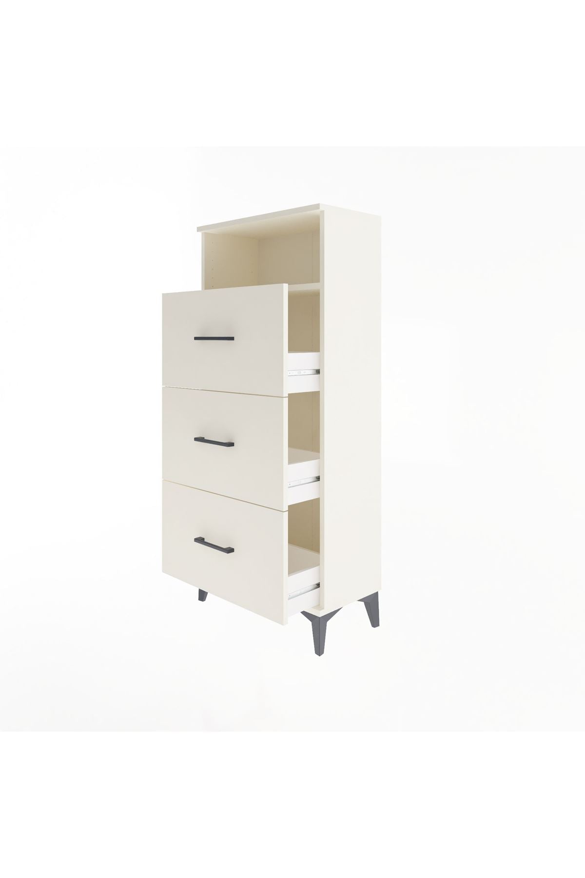 Arges Dolap Tek Raflı 3 Çekmeceli 60x30x134 - S17M105V1A