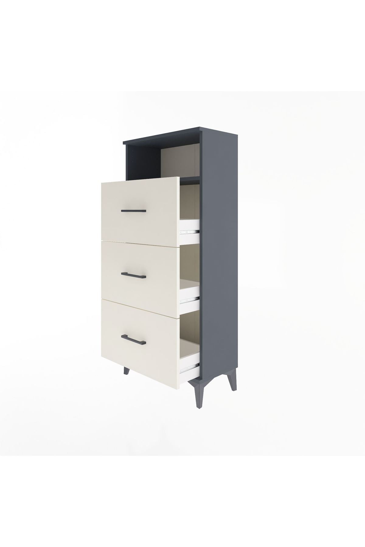 Arges Dolap Tek Raflı 3 Çekmeceli 60x30x134 - S17M105V4A