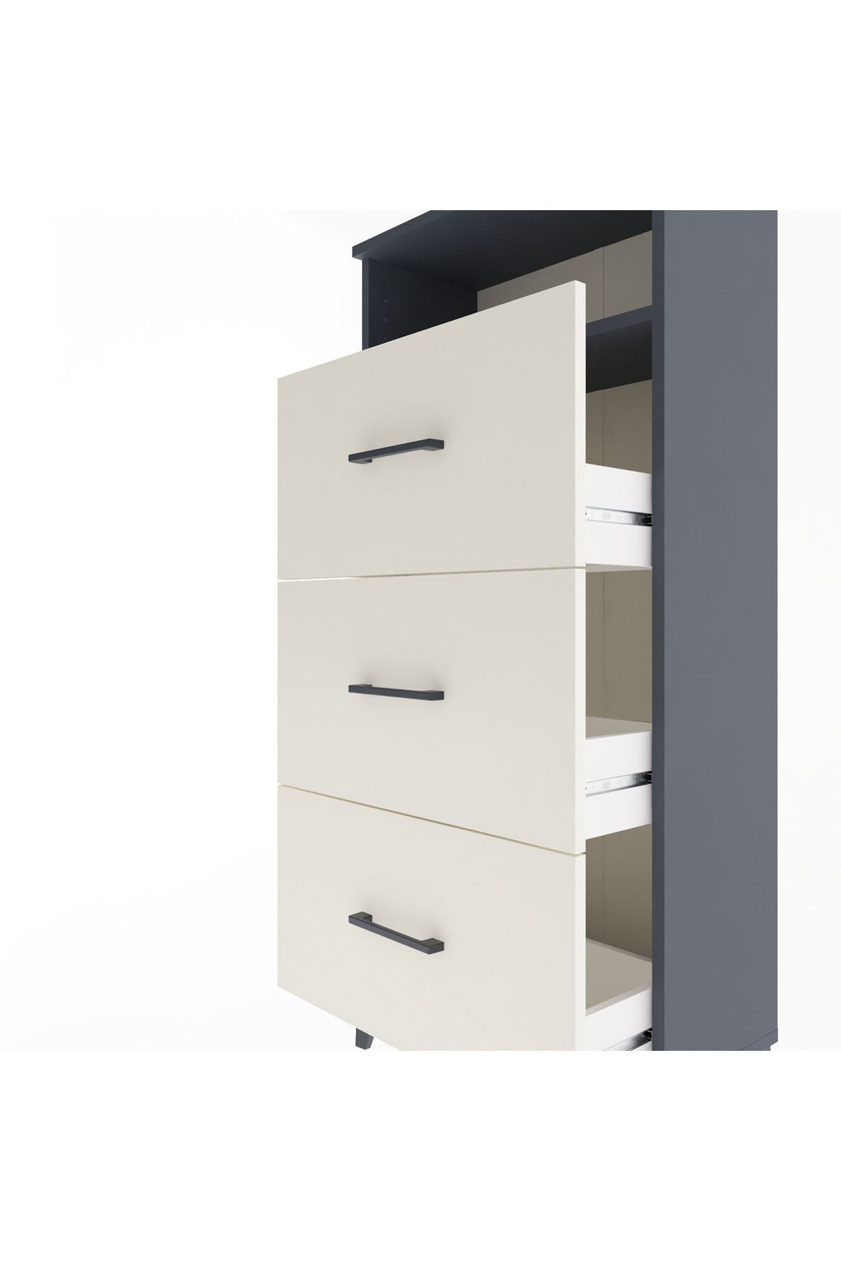 Arges Dolap Tek Raflı 3 Çekmeceli 60x30x134 - S17M105V4A