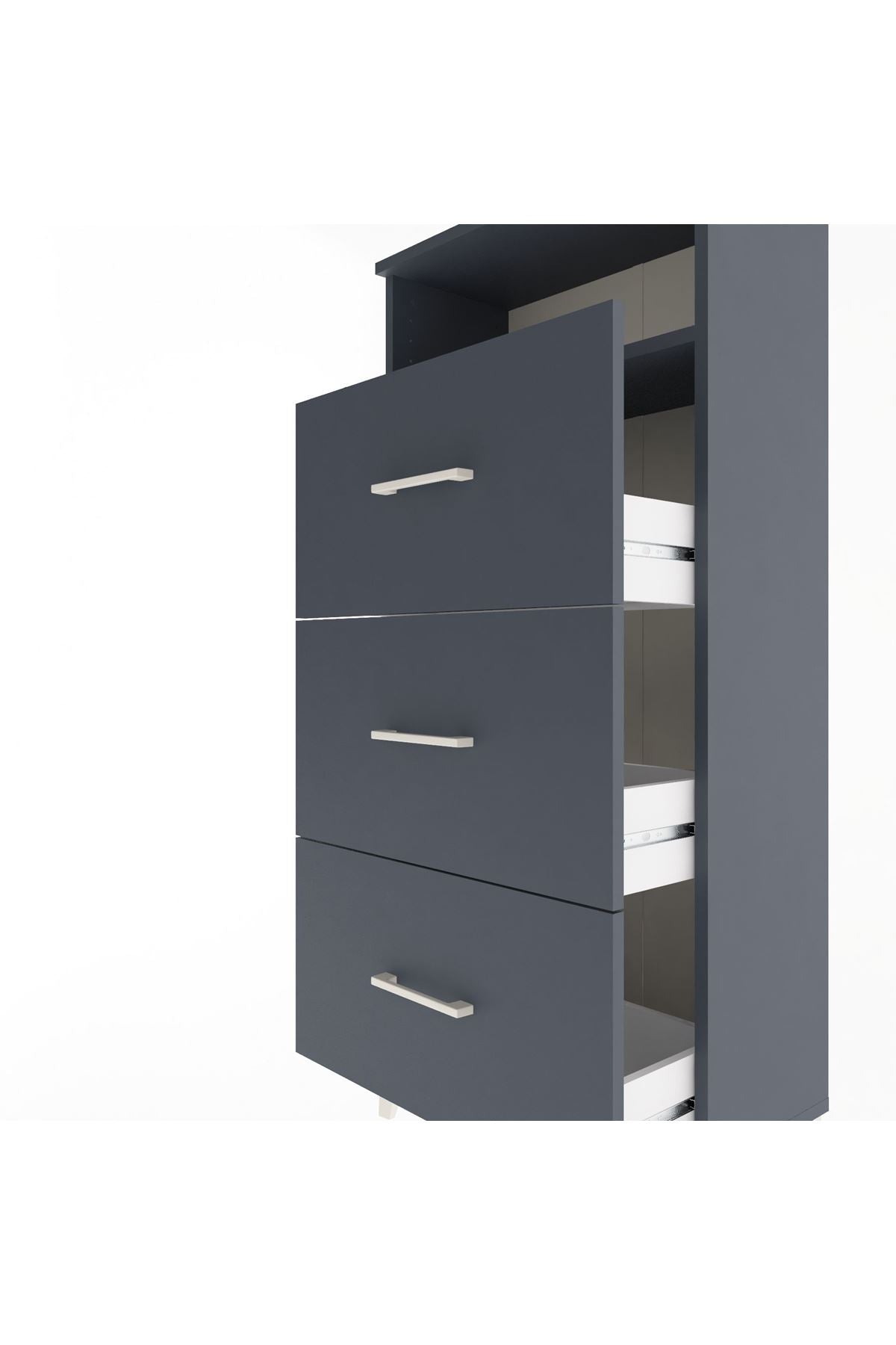 Arges Dolap Tek Raflı 3 Çekmeceli 60x30x134 - S17M105V5A