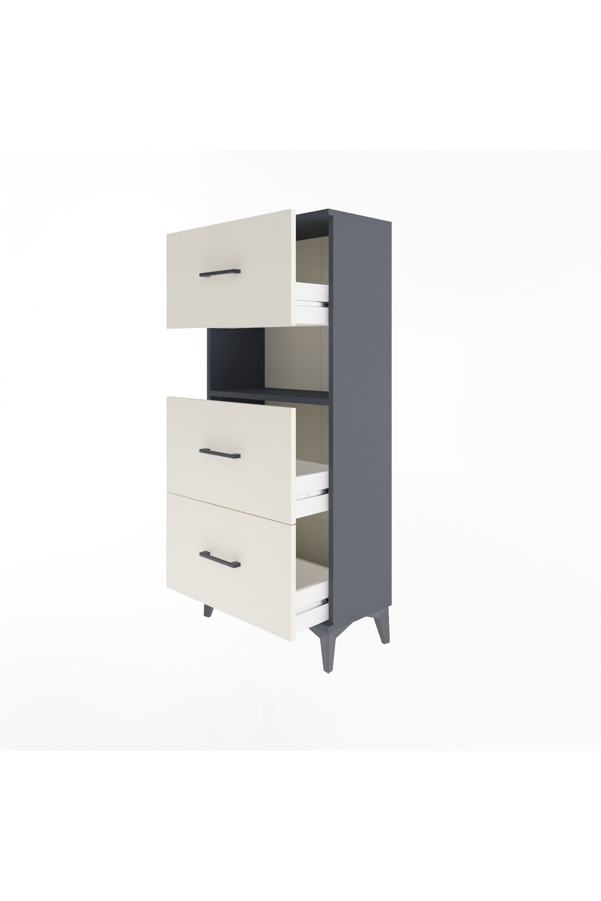 Arges Dolap Tek Raflı 3 Çekmeceli 60x30x134 - S17M106V4A