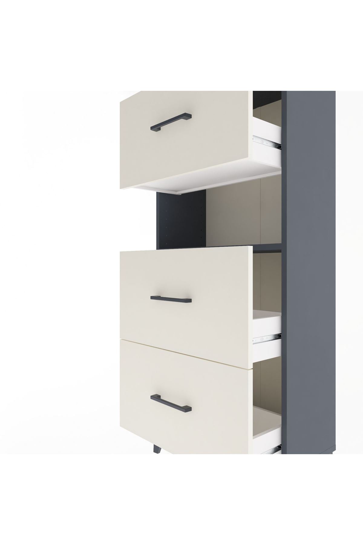 Arges Dolap Tek Raflı 3 Çekmeceli 60x30x134 - S17M106V4A