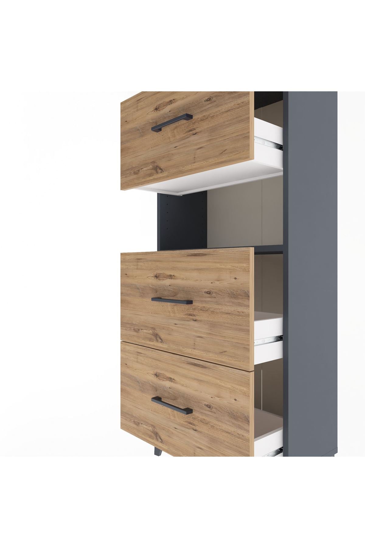 Arges Dolap Tek Raflı 3 Çekmeceli 60x30x134 - S17M106V6A