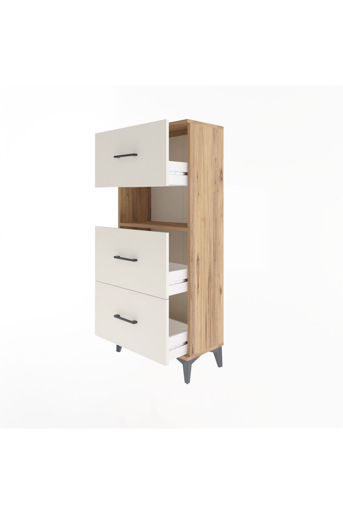 Arges Dolap Tek Raflı 3 Çekmeceli 60x30x134 - S17M106V7A