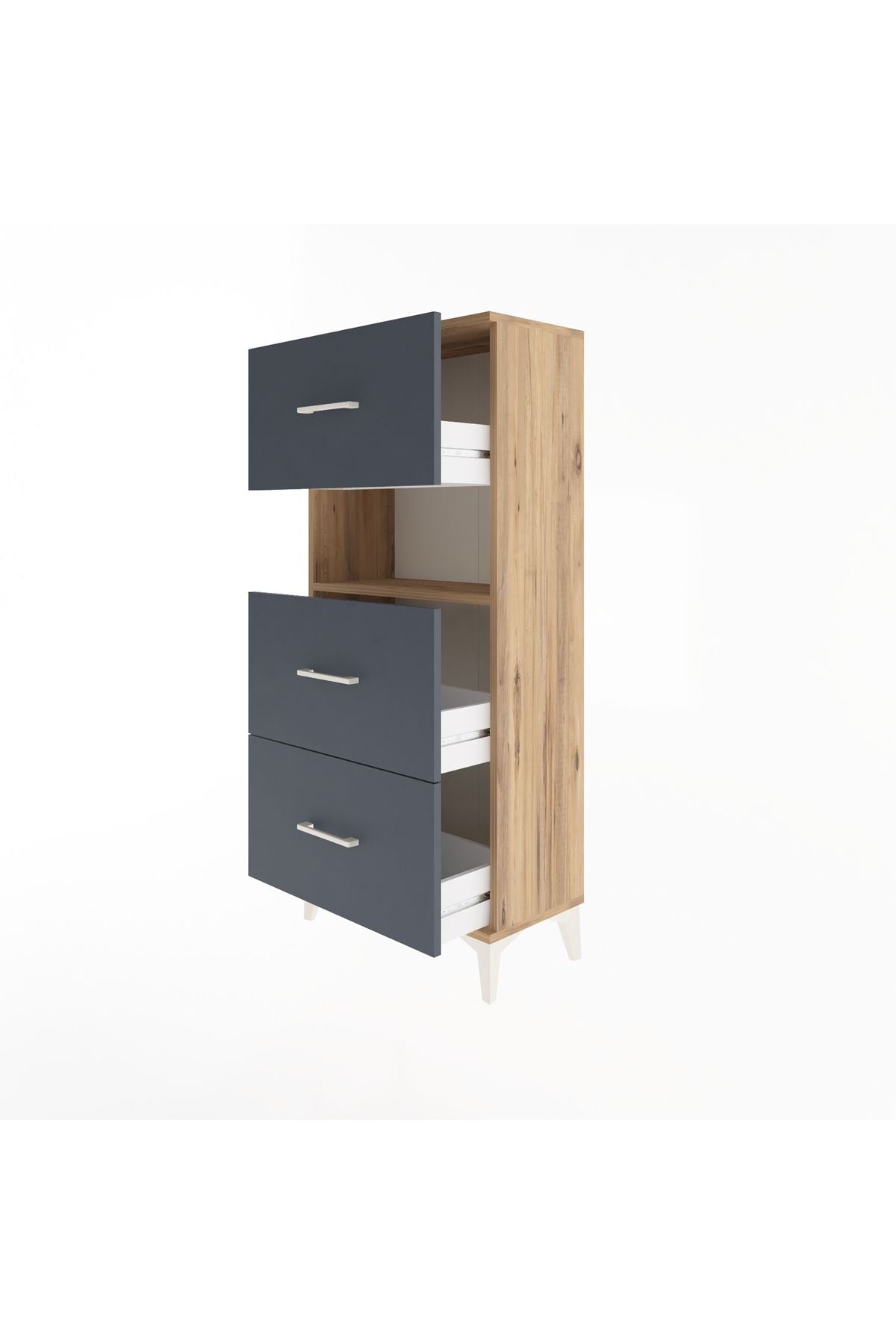 Arges Dolap Tek Raflı 3 Çekmeceli 60x30x134 - S17M106V8A