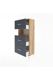Arges Dolap Tek Raflı 3 Çekmeceli 60x30x134 - S17M106V8A