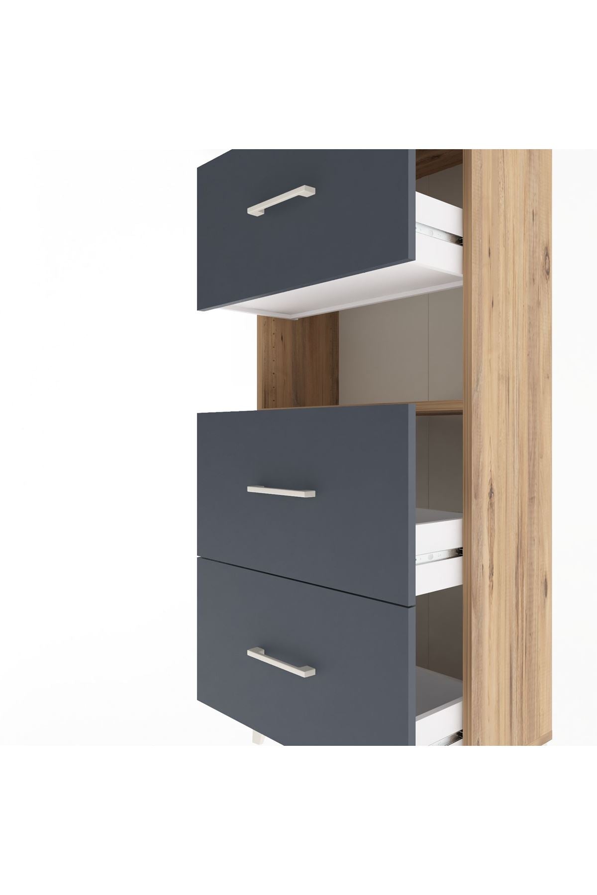 Arges Dolap Tek Raflı 3 Çekmeceli 60x30x134 - S17M106V8A
