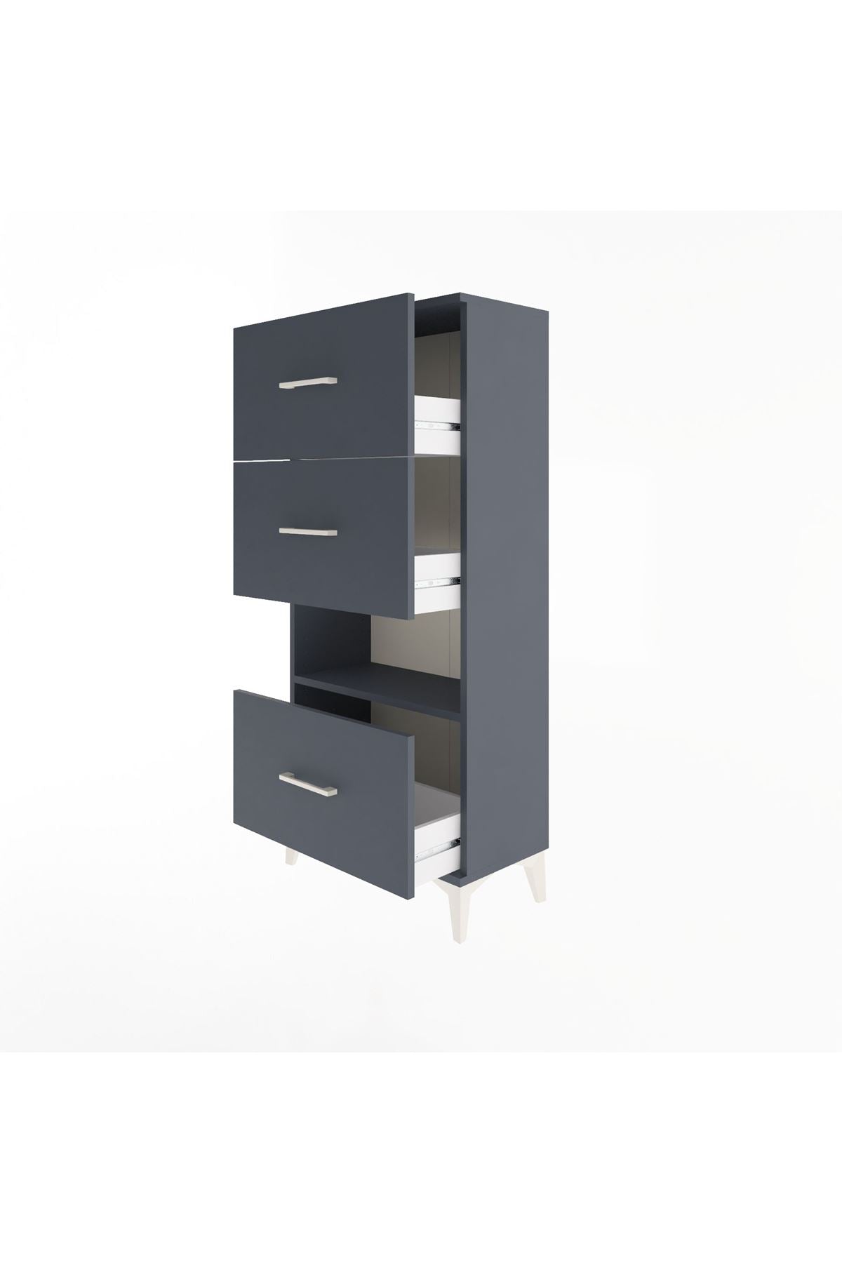 Arges Dolap Tek Raflı 3 Çekmeceli 60x30x134 - S17M107V5A