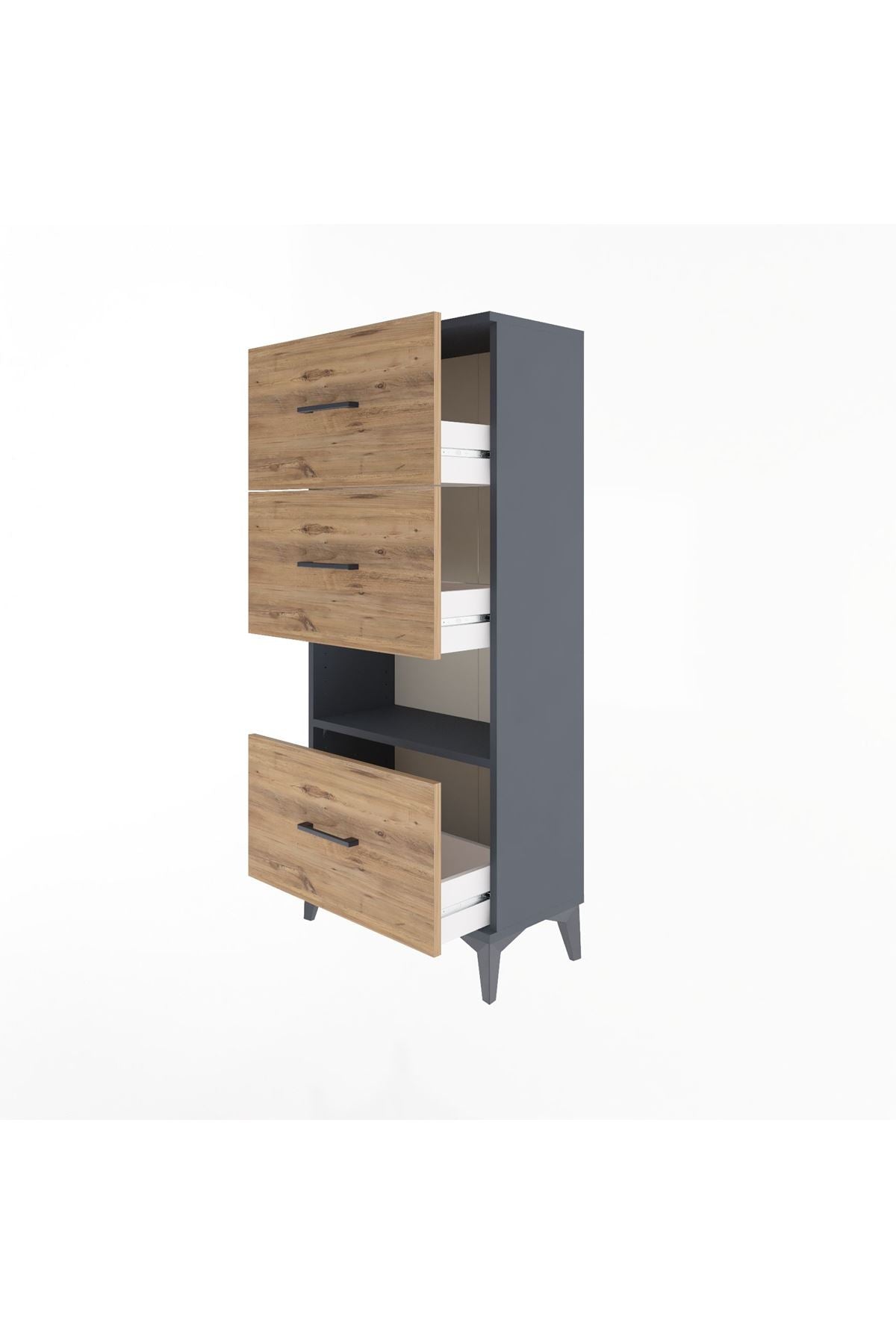 Arges Dolap Tek Raflı 3 Çekmeceli 60x30x134 - S17M107V6A