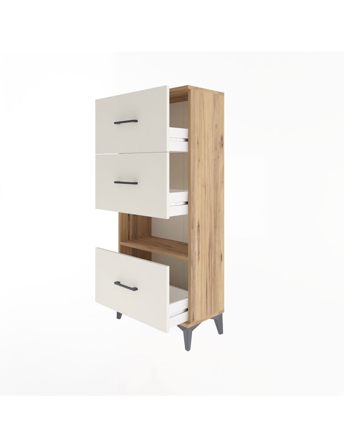 Arges Dolap Tek Raflı 3 Çekmeceli 60x30x134 - S17M107V7A