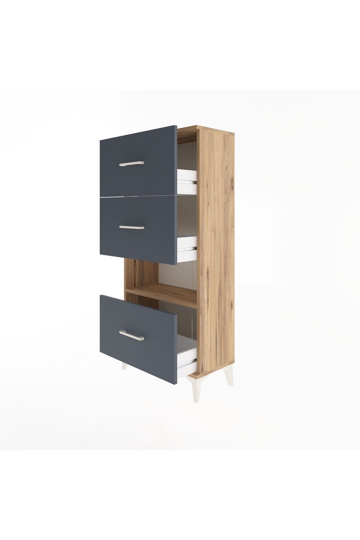 Arges Dolap Tek Raflı 3 Çekmeceli 60x30x134 - S17M107V8A