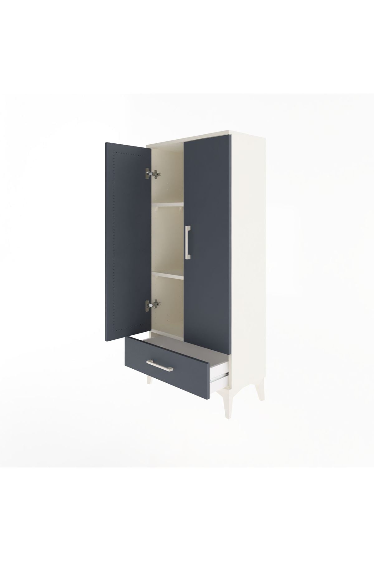 Arges Dolap 3 Raflı Tek Çekmeceli 2 Kapaklı 60x30x134 - S17M109V2A