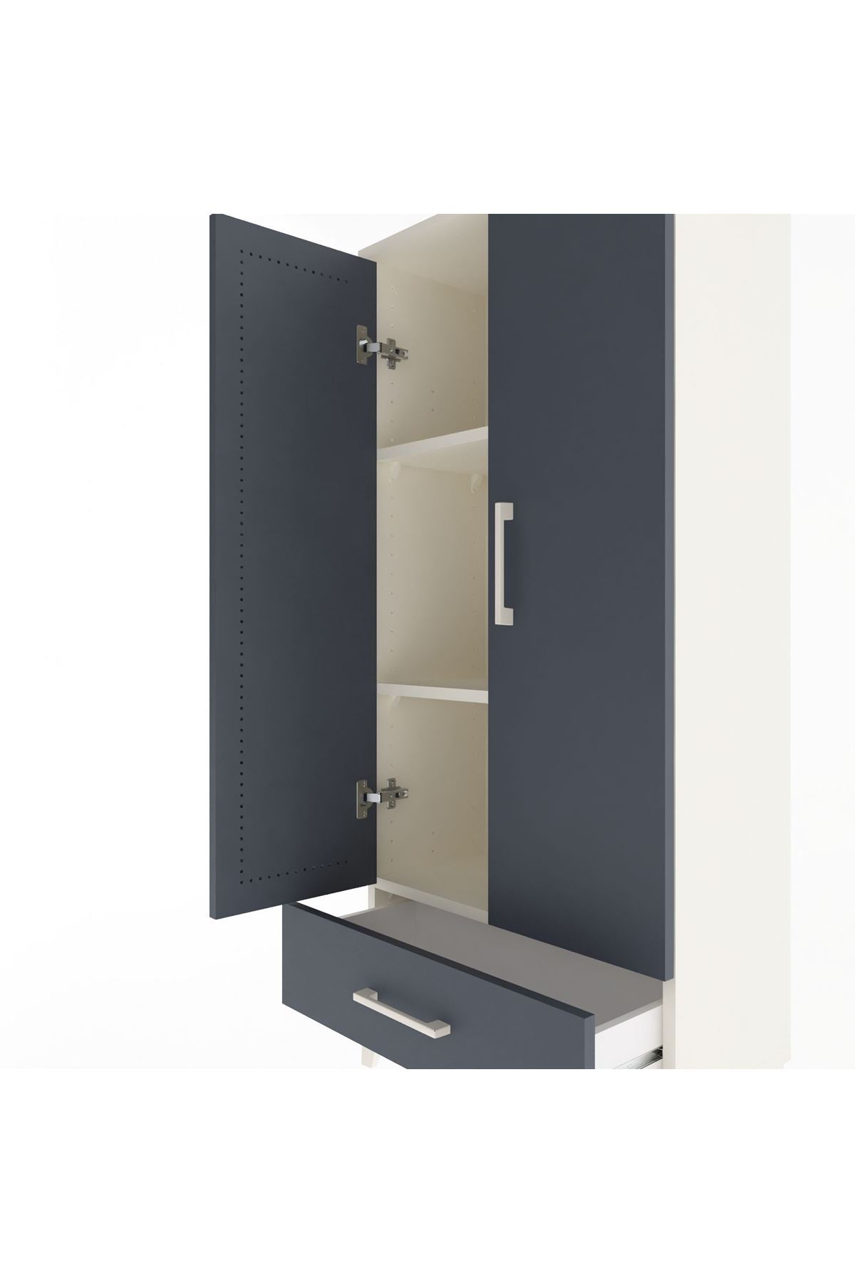 Arges Dolap 3 Raflı Tek Çekmeceli 2 Kapaklı 60x30x134 - S17M109V2A