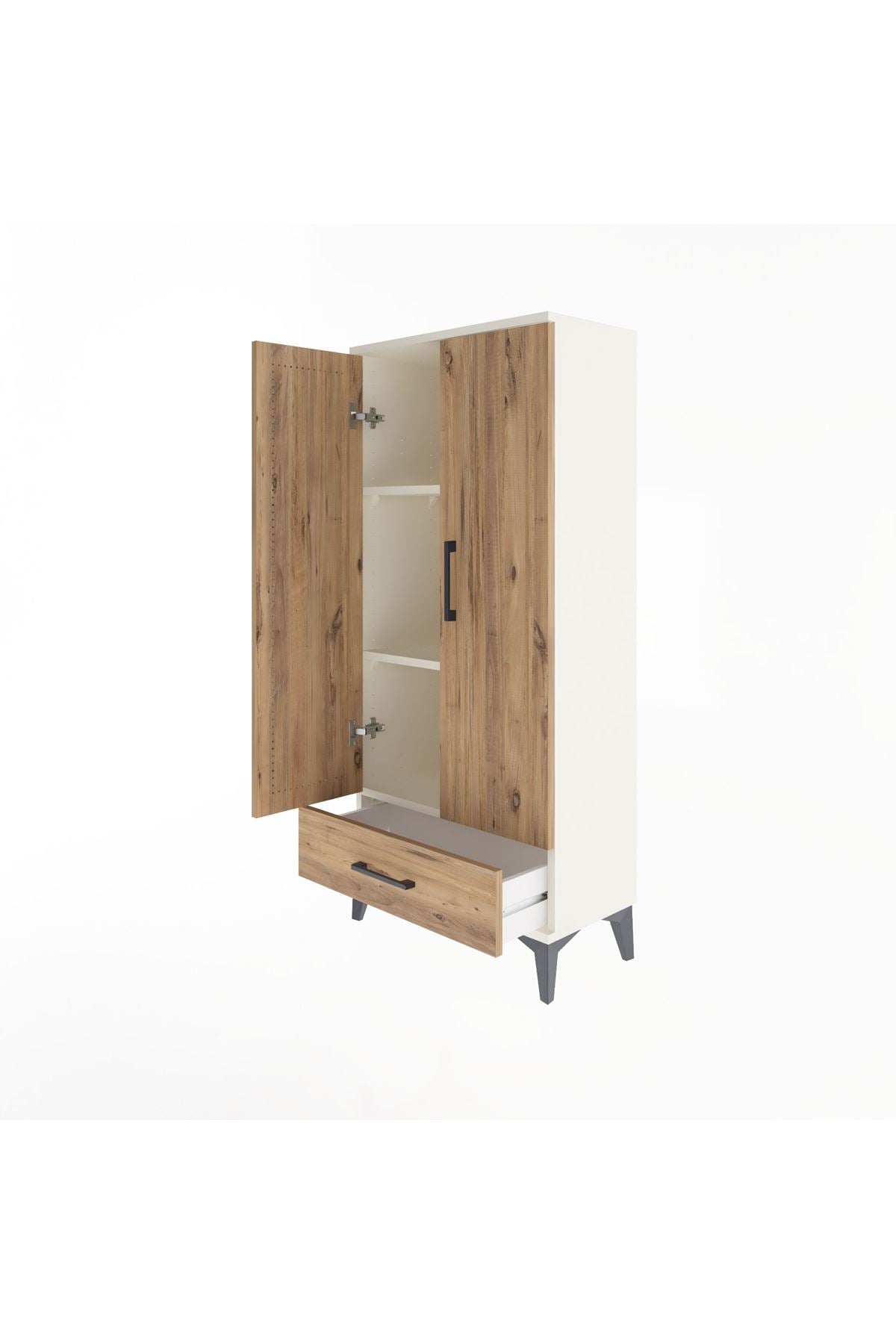 Arges Dolap 3 Raflı Tek Çekmeceli 2 Kapaklı 60x30x134 - S17M109V3A