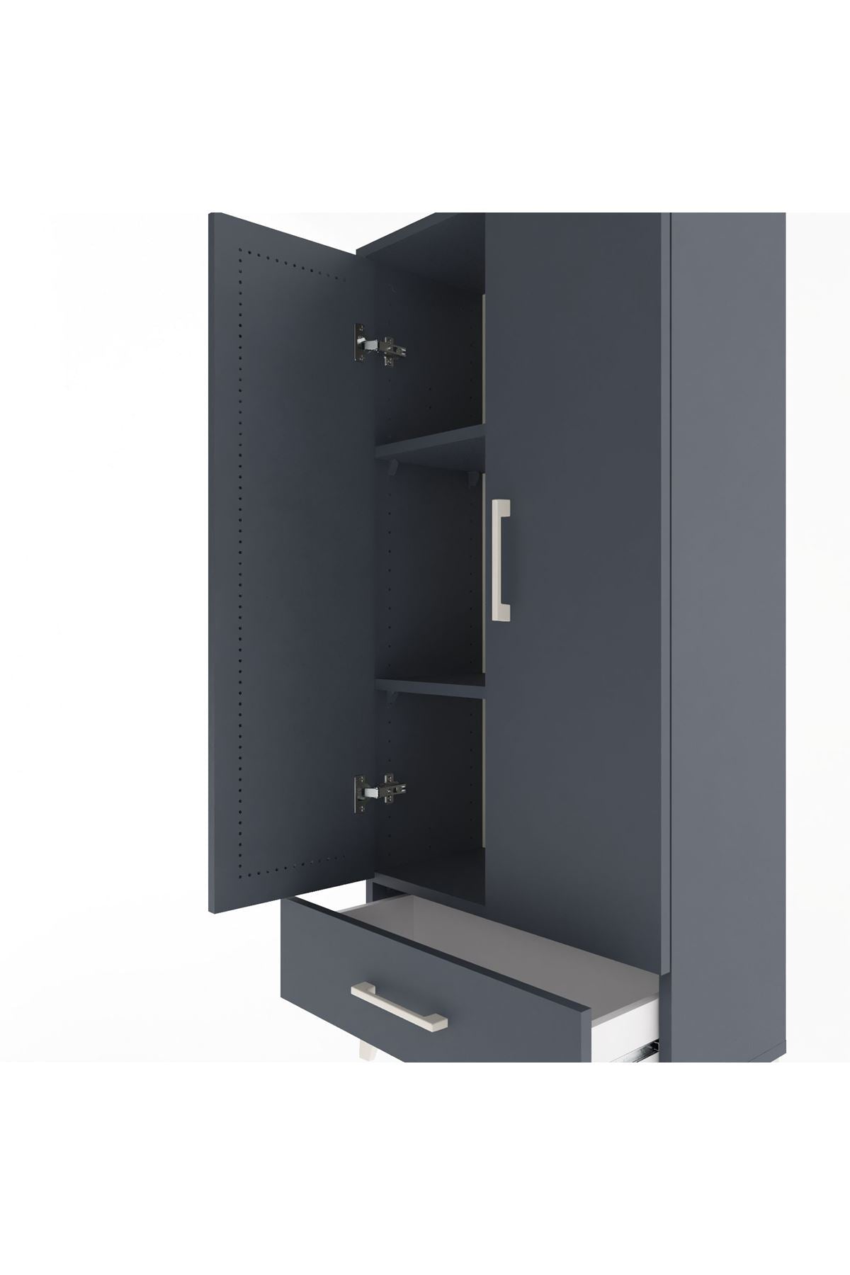 Arges Dolap 3 Raflı Tek Çekmeceli 2 Kapaklı 60x30x134 - S17M109V5A