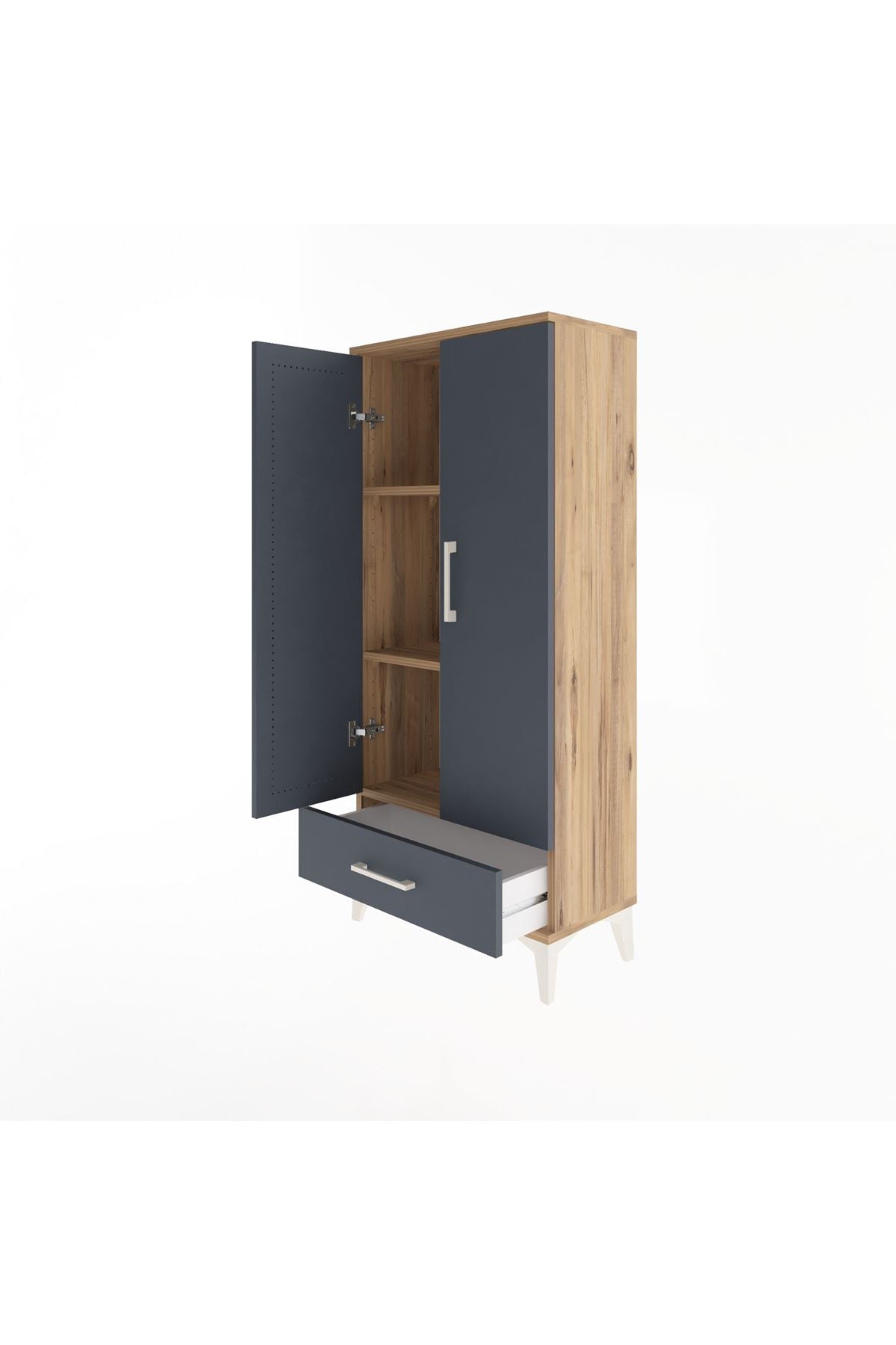 Arges Dolap 3 Raflı Tek Çekmeceli 2 Kapaklı 60x30x134 - S17M109V8A