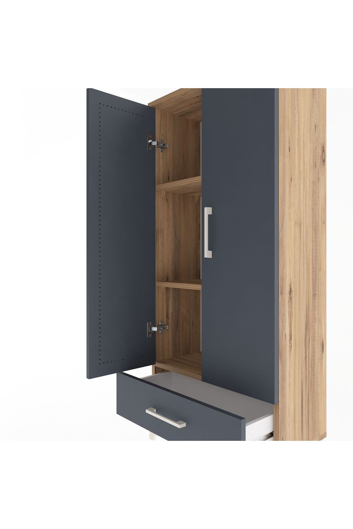 Arges Dolap 3 Raflı Tek Çekmeceli 2 Kapaklı 60x30x134 - S17M109V8A