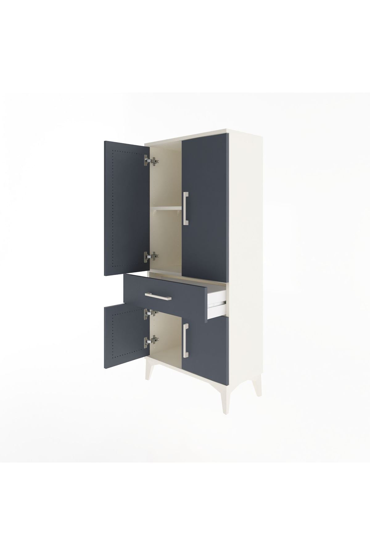 Arges Dolap 2 Raflı Tek Çekmeceli 4 Kapaklı 60x30x134 - S17M110V2A