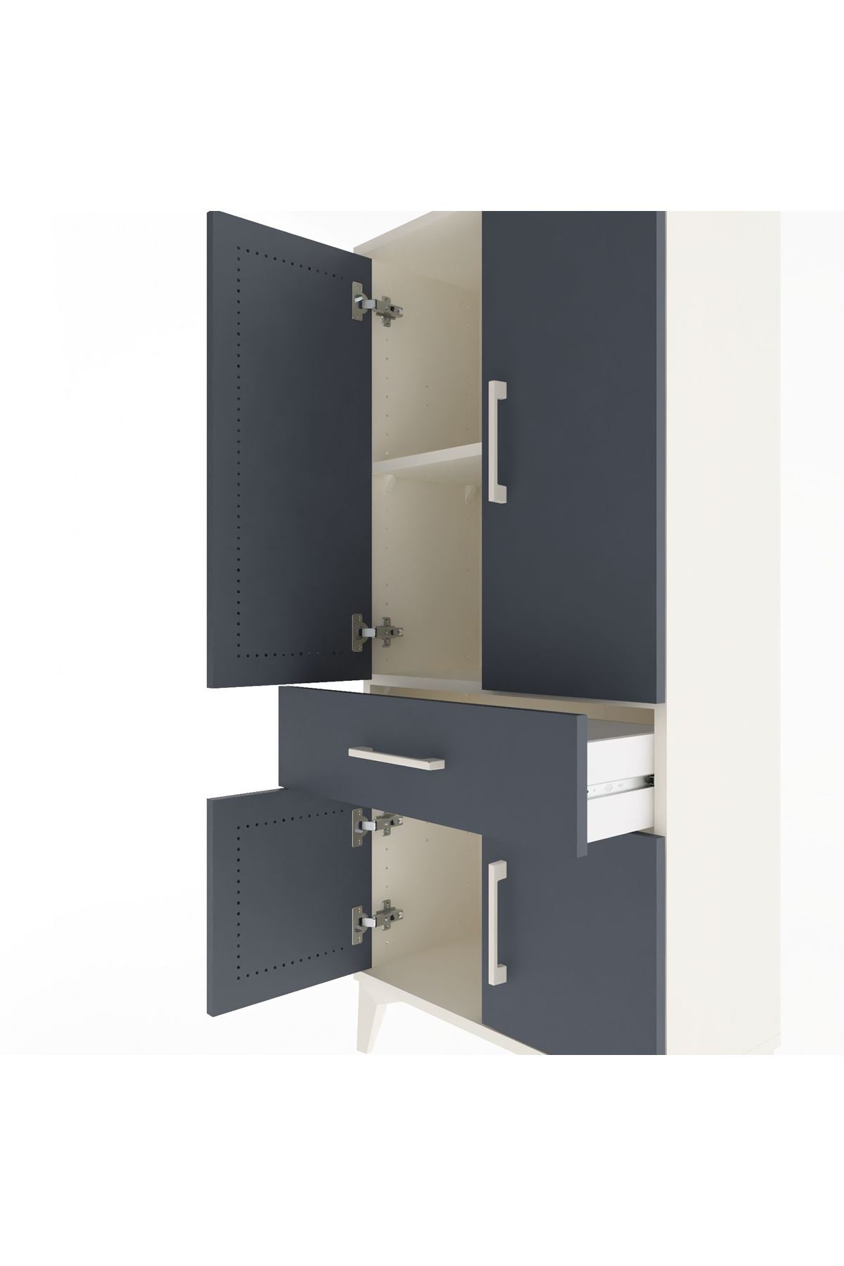 Arges Dolap 2 Raflı Tek Çekmeceli 4 Kapaklı 60x30x134 - S17M110V2A