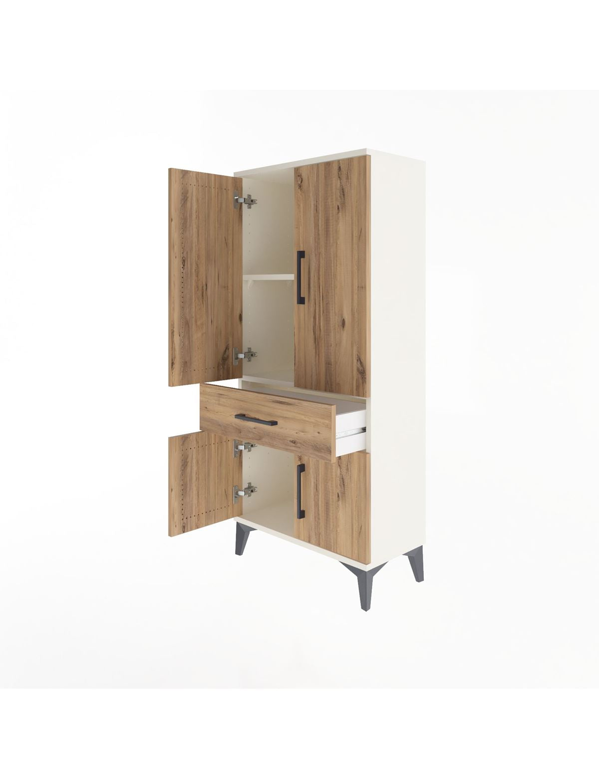 Arges Dolap 2 Raflı Tek Çekmeceli 4 Kapaklı 60x30x134 - S17M110V3A
