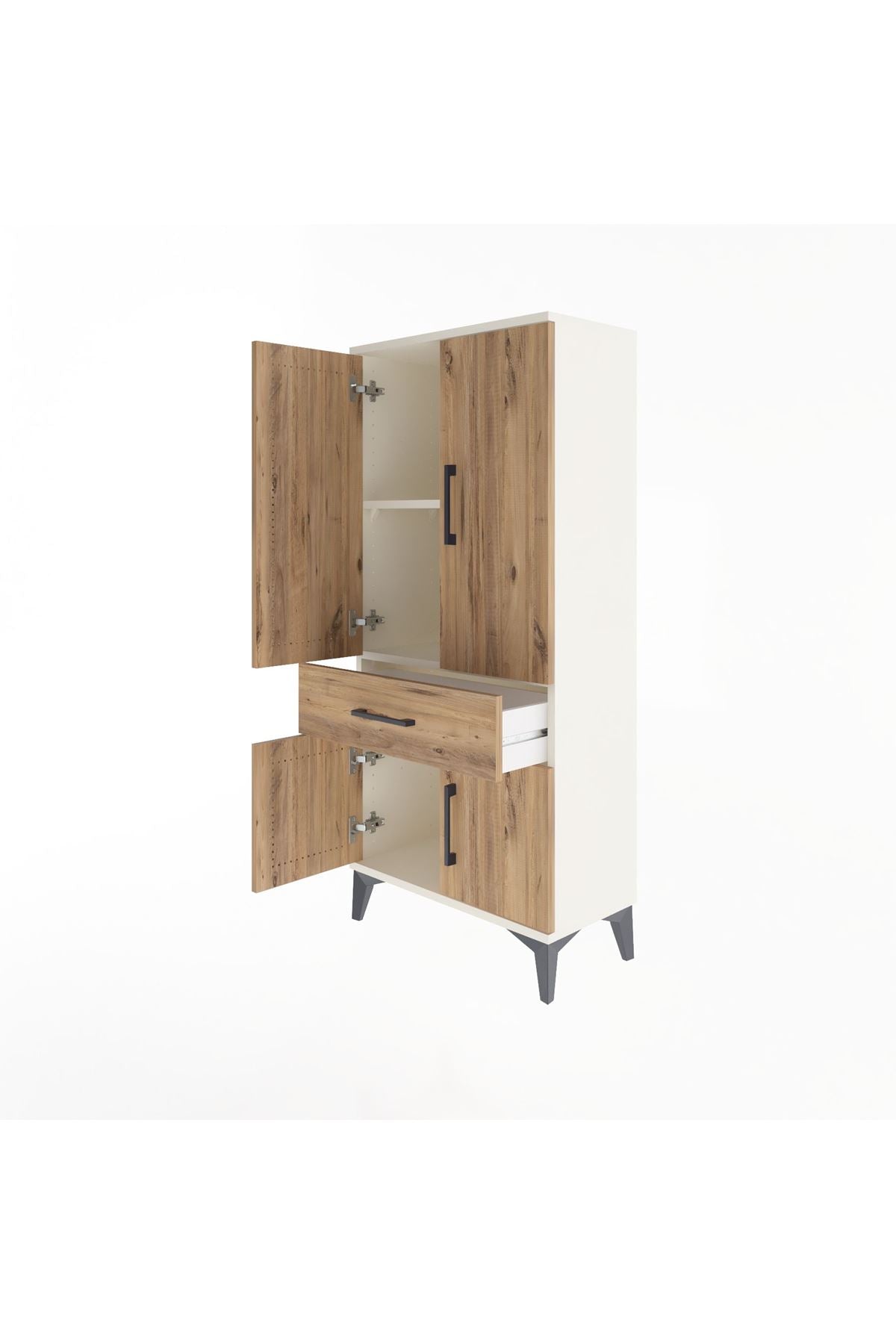 Arges Dolap 2 Raflı Tek Çekmeceli 4 Kapaklı 60x30x134 - S17M110V3A
