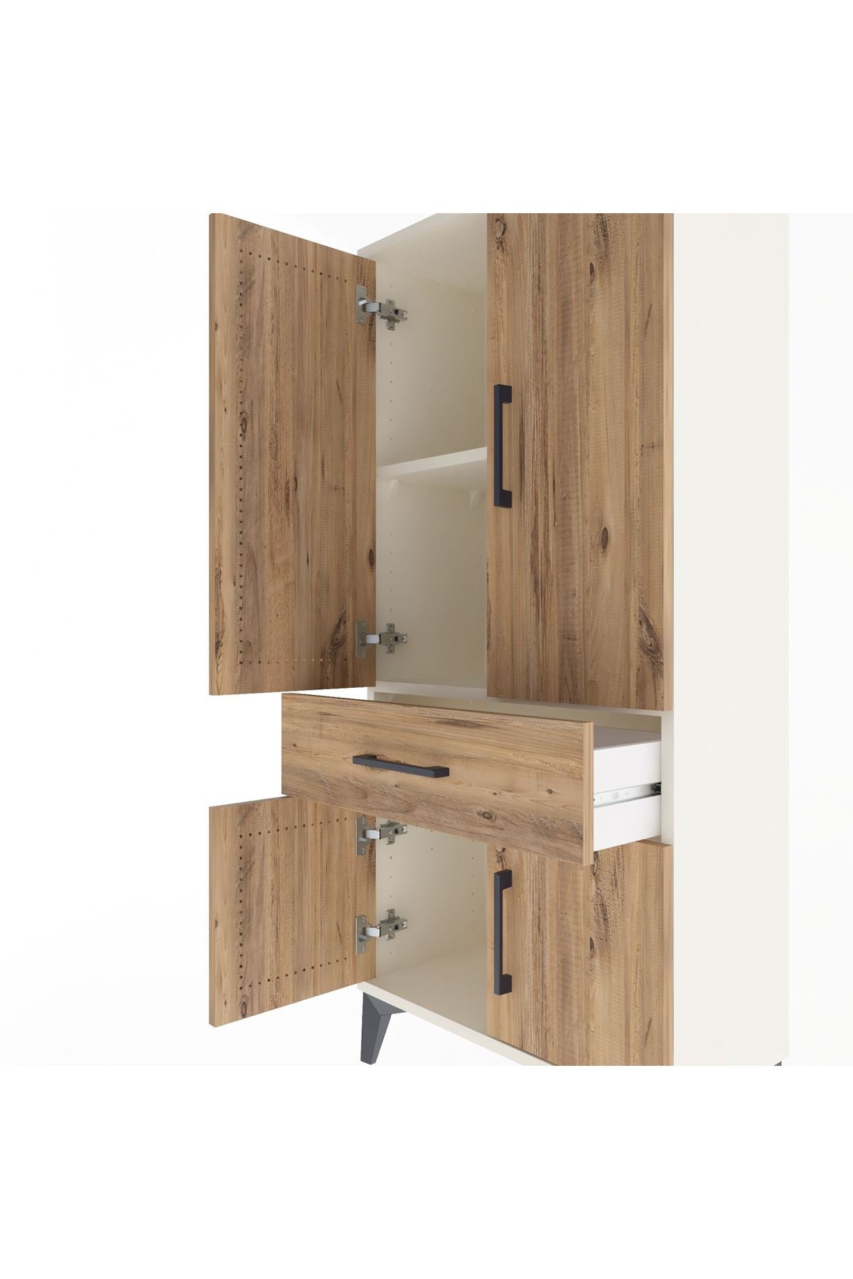 Arges Dolap 2 Raflı Tek Çekmeceli 4 Kapaklı 60x30x134 - S17M110V3A