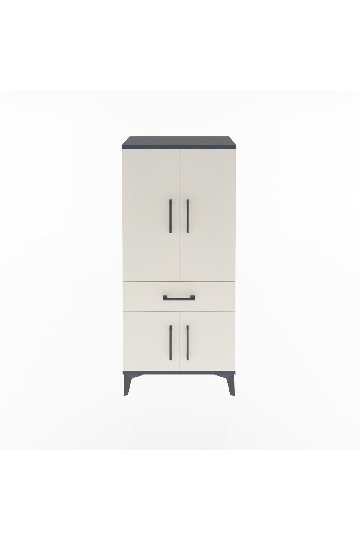 Arges Dolap 2 Raflı Tek Çekmeceli 4 Kapaklı 60x30x134 - S17M110V4A
