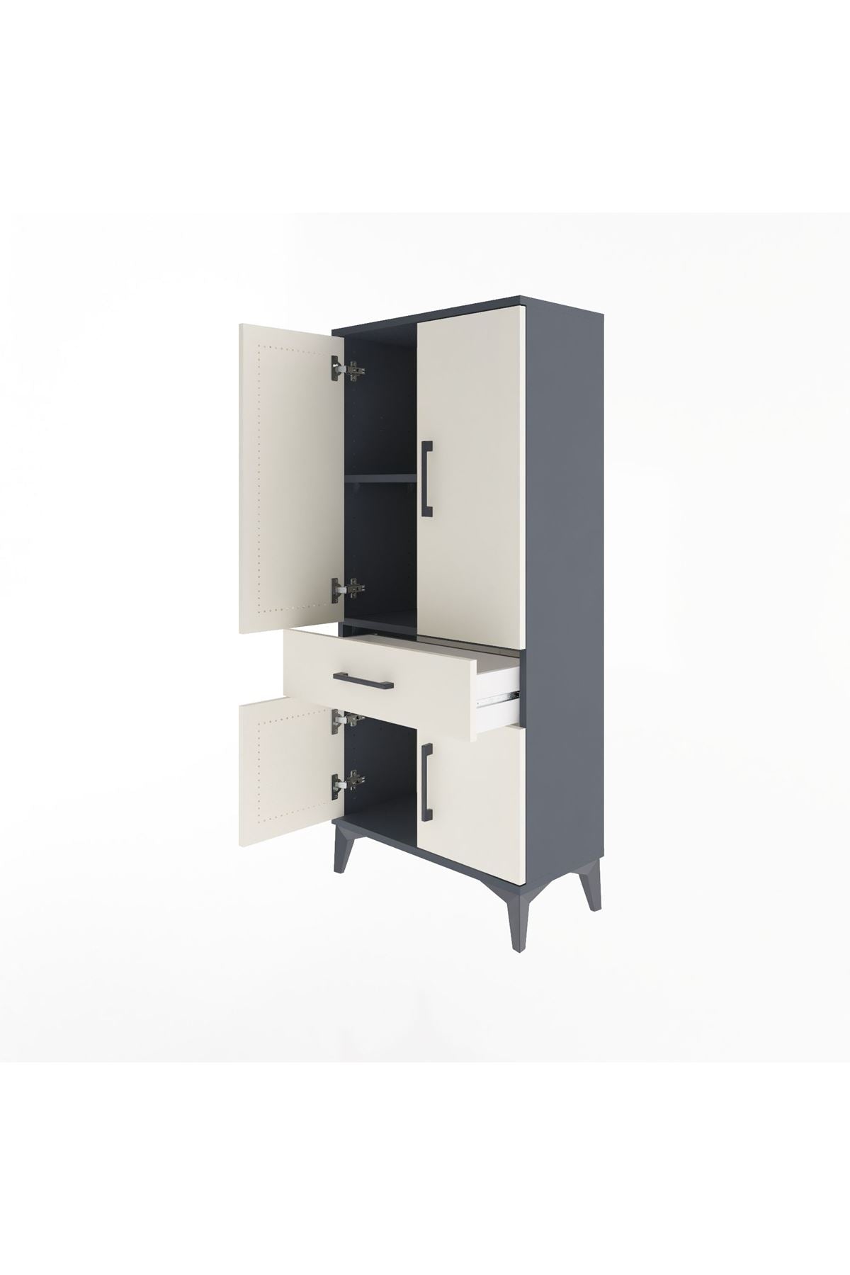Arges Dolap 2 Raflı Tek Çekmeceli 4 Kapaklı 60x30x134 - S17M110V4A