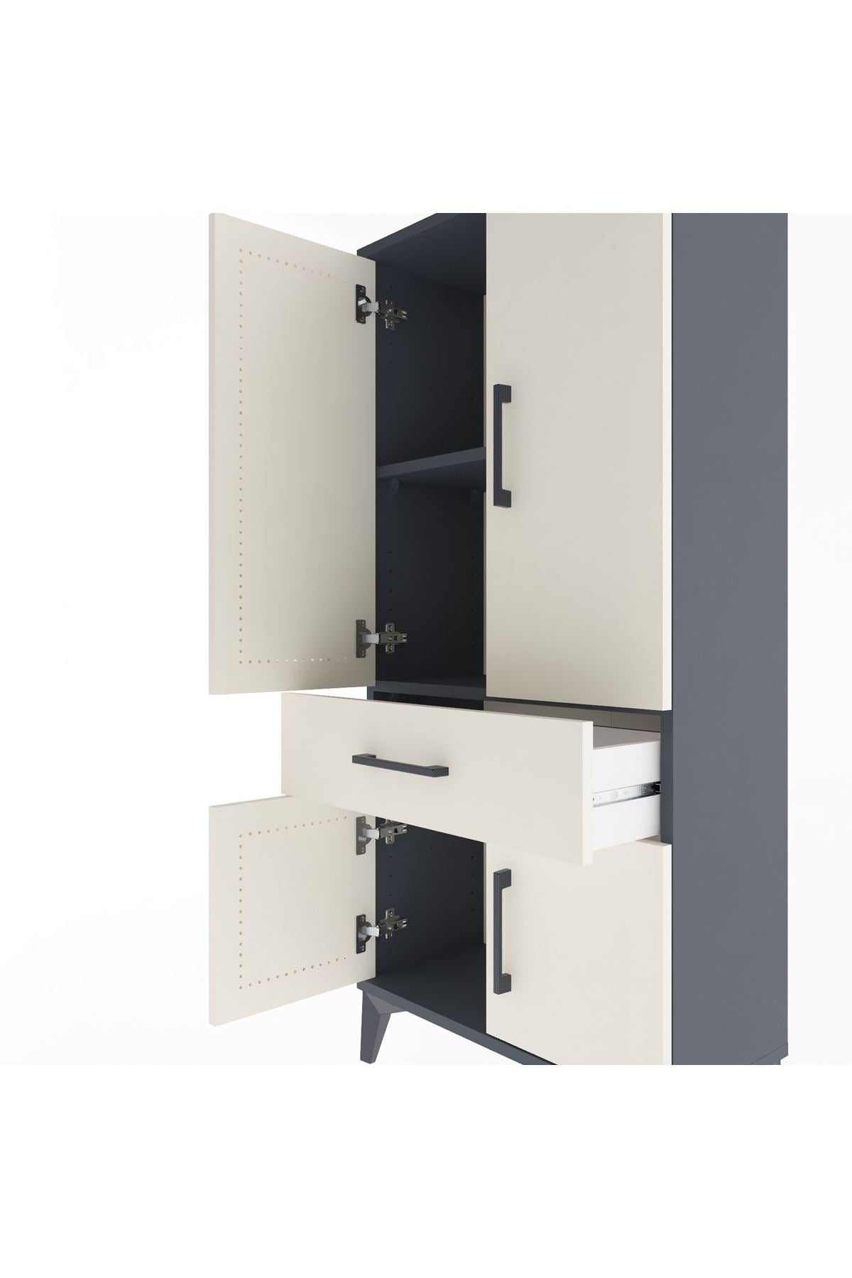 Arges Dolap 2 Raflı Tek Çekmeceli 4 Kapaklı 60x30x134 - S17M110V4A