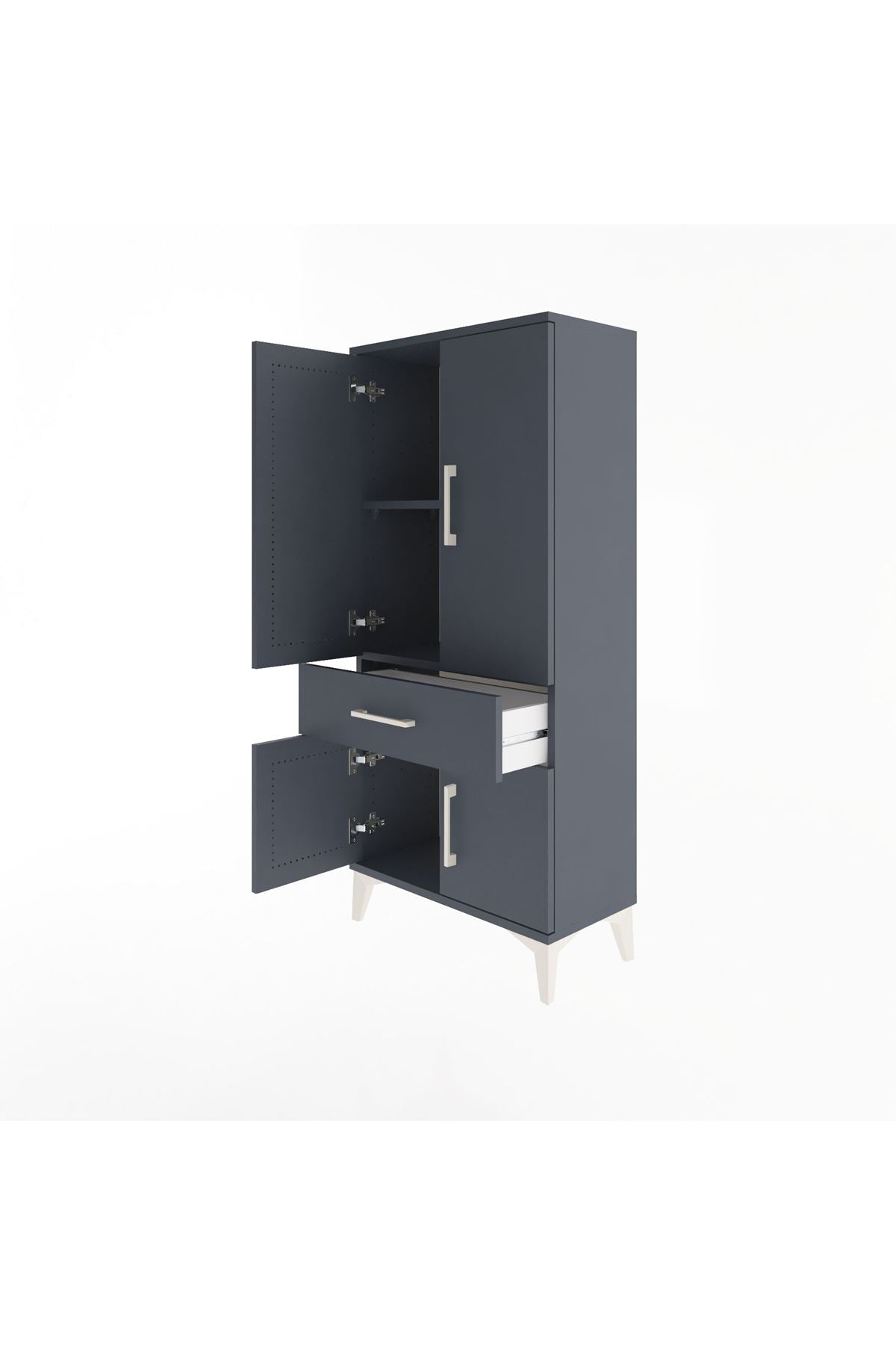 Arges Dolap 2 Raflı Tek Çekmeceli 4 Kapaklı 60x30x134 - S17M110V5A