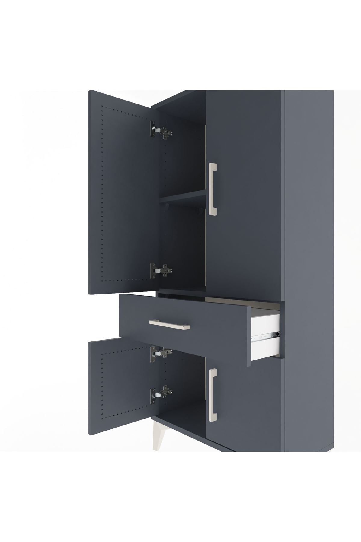 Arges Dolap 2 Raflı Tek Çekmeceli 4 Kapaklı 60x30x134 - S17M110V5A