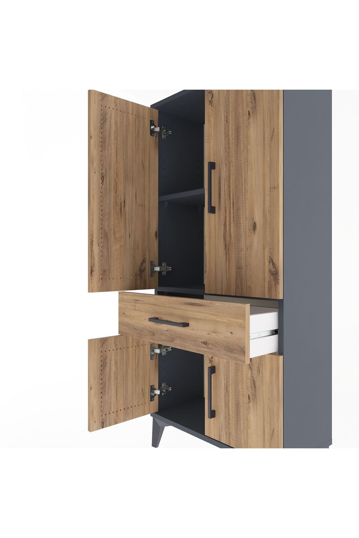 Arges Dolap 2 Raflı Tek Çekmeceli 4 Kapaklı 60x30x134 - S17M110V6A