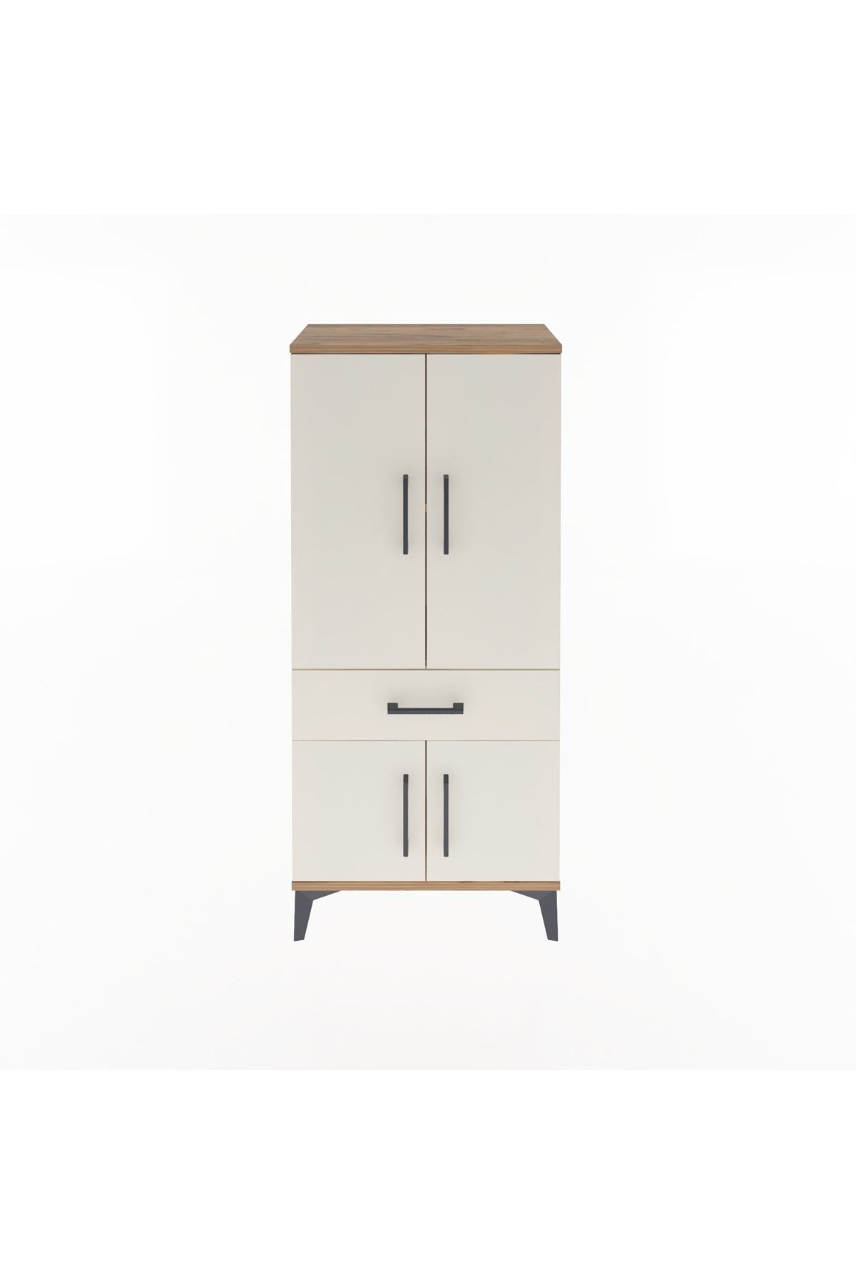Arges Dolap 2 Raflı Tek Çekmeceli 4 Kapaklı 60x30x134 - S17M110V7A