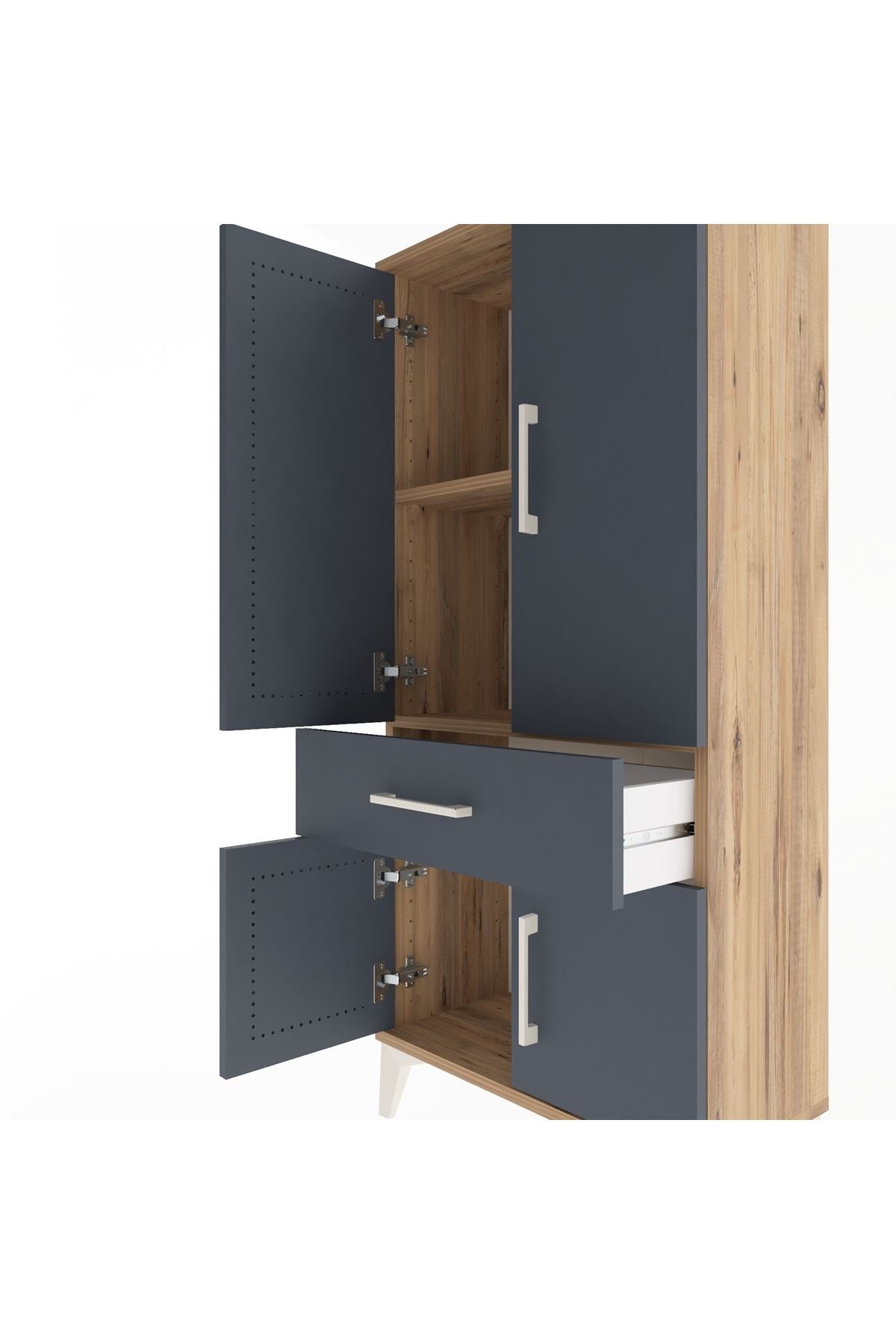 Arges Dolap 2 Raflı Tek Çekmeceli 4 Kapaklı 60x30x134 - S17M110V8A