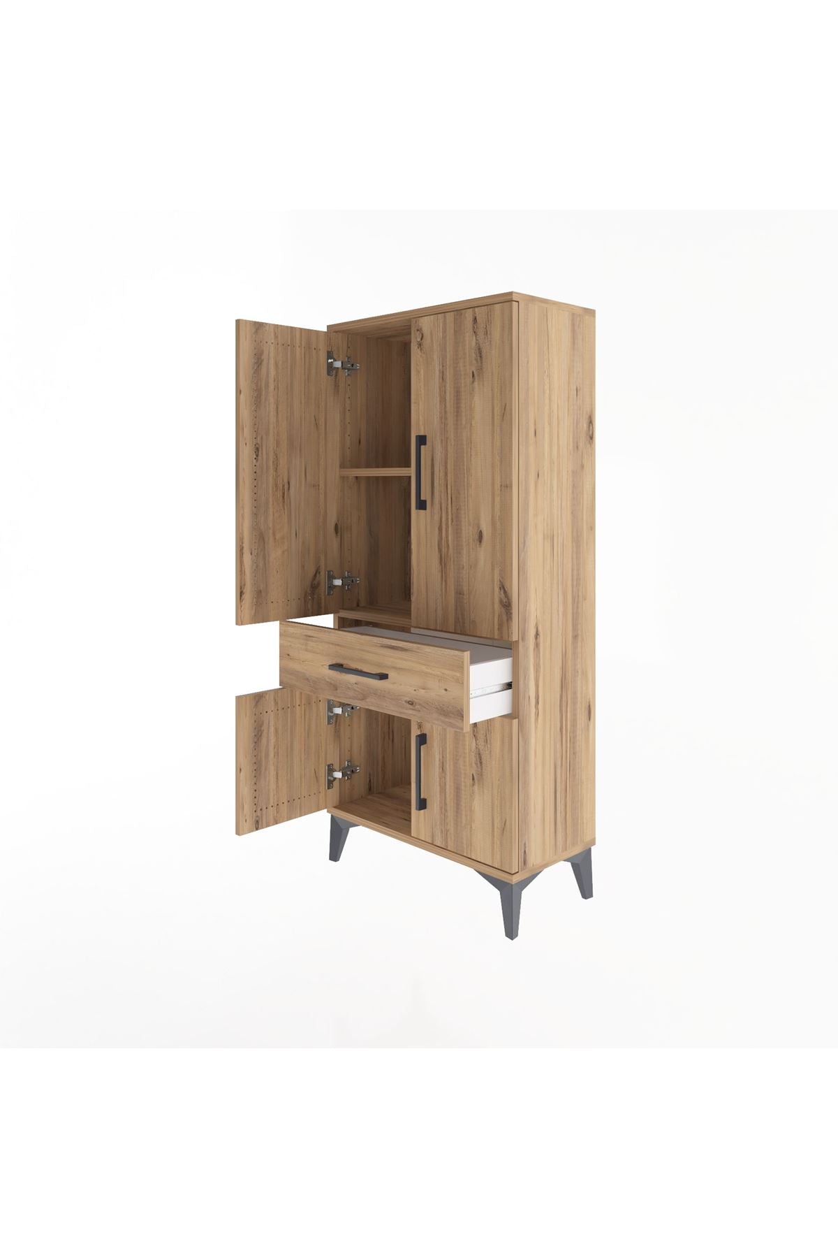 Arges Dolap 2 Raflı Tek Çekmeceli 4 Kapaklı 60x30x134 - S17M110V9A