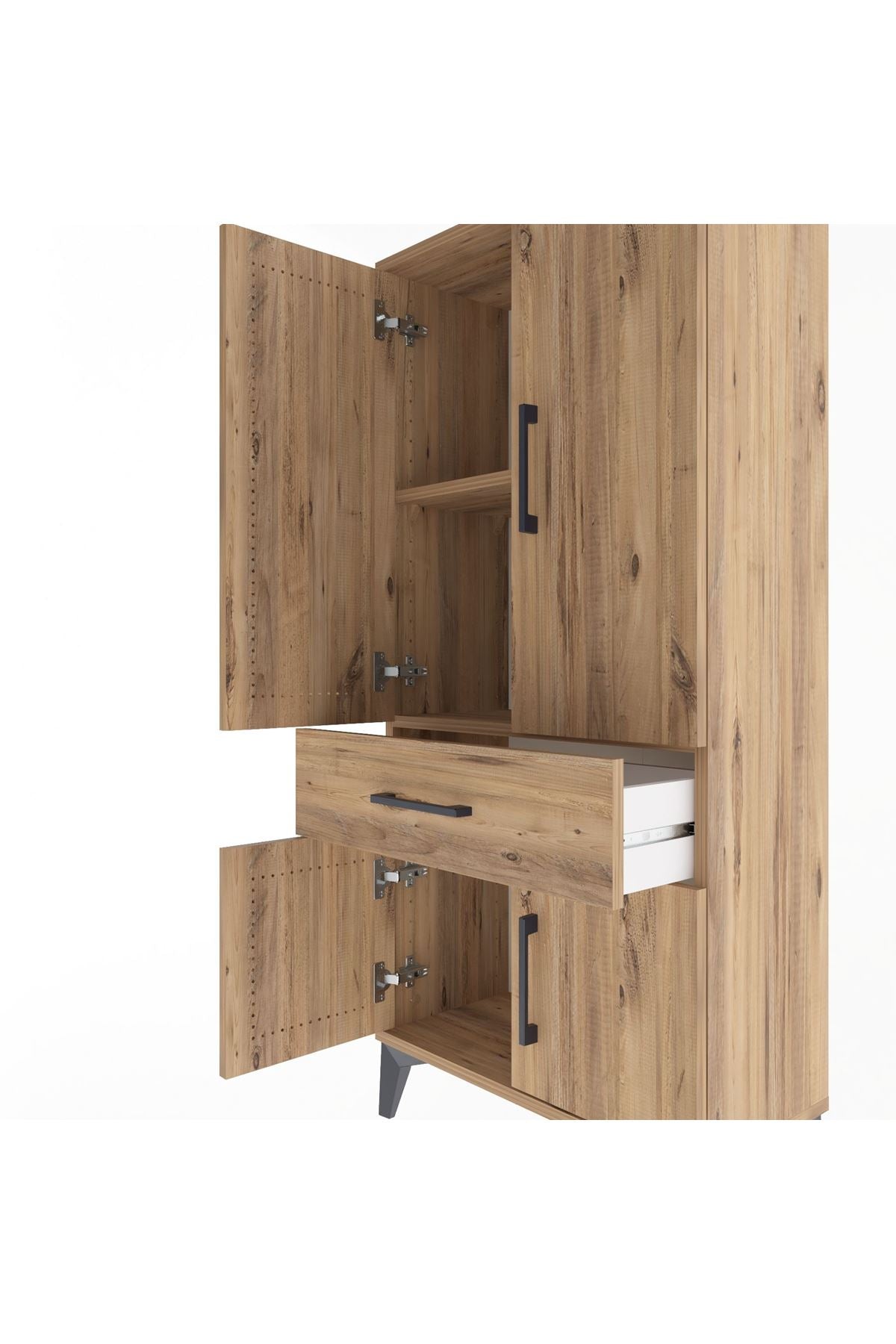Arges Dolap 2 Raflı Tek Çekmeceli 4 Kapaklı 60x30x134 - S17M110V9A