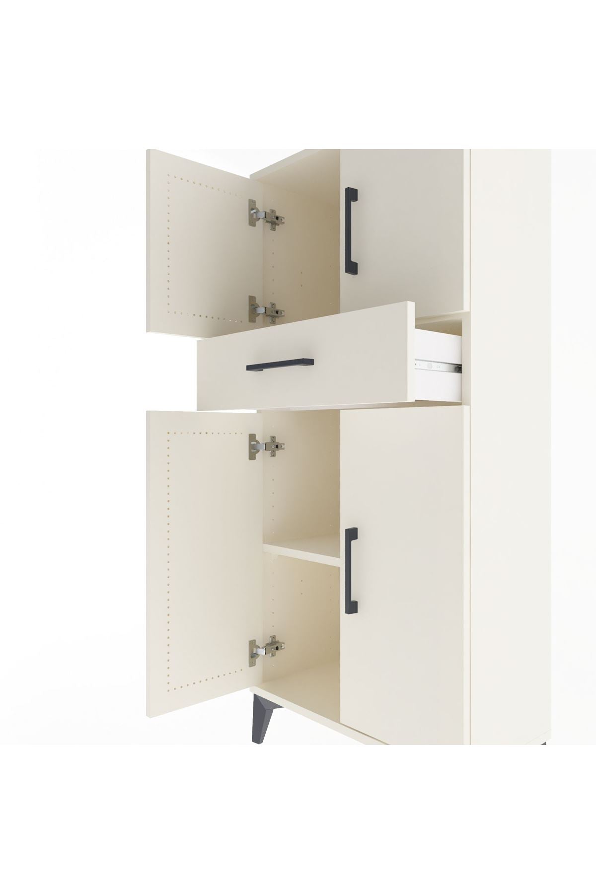 Arges Dolap 2 Raflı Tek Çekmeceli 4 Kapaklı 60x30x134 - S17M111V1A