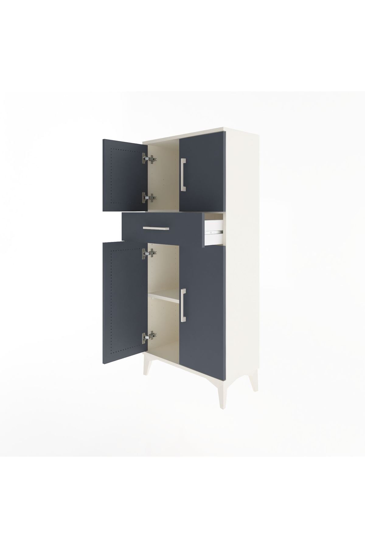 Arges Dolap 2 Raflı Tek Çekmeceli 4 Kapaklı 60x30x134 - S17M111V2A