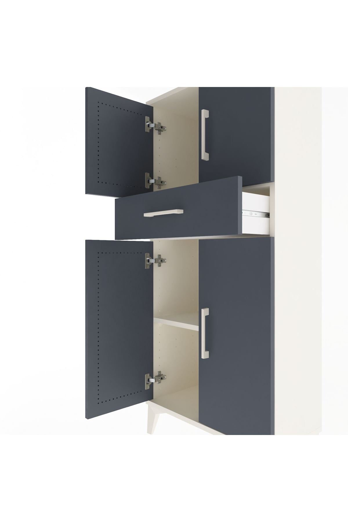 Arges Dolap 2 Raflı Tek Çekmeceli 4 Kapaklı 60x30x134 - S17M111V2A