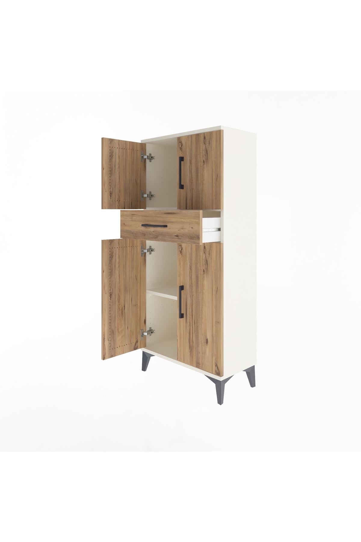 Arges Dolap 2 Raflı Tek Çekmeceli 4 Kapaklı 60x30x134 - S17M111V3A