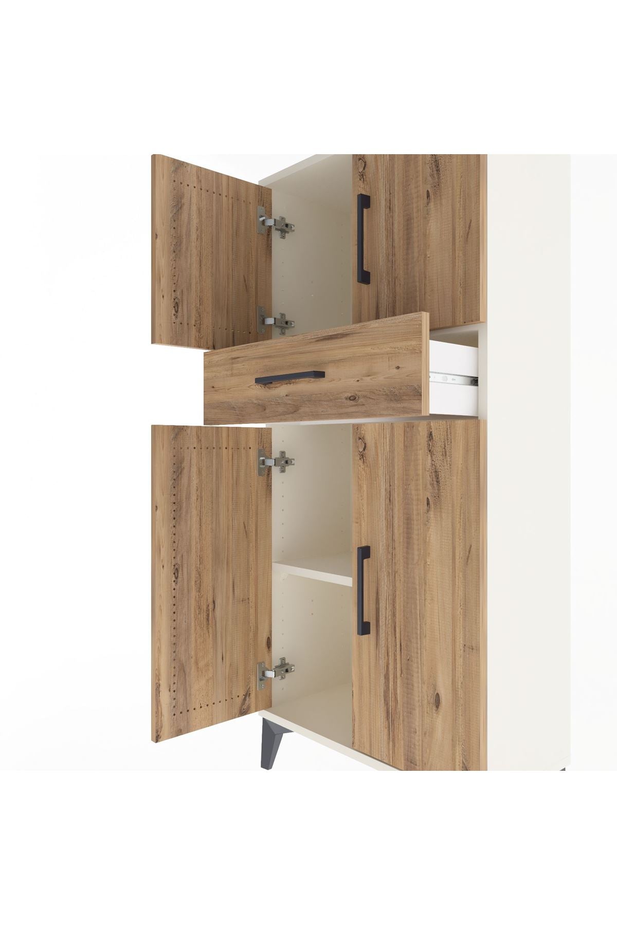 Arges Dolap 2 Raflı Tek Çekmeceli 4 Kapaklı 60x30x134 - S17M111V3A